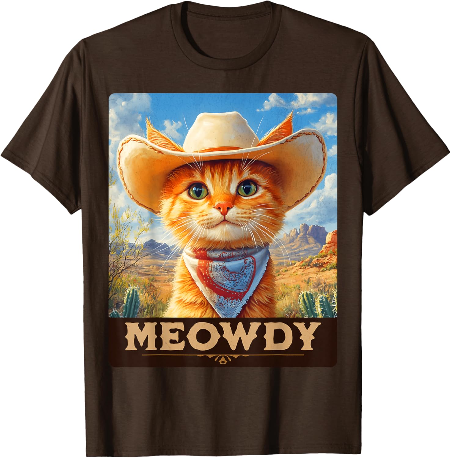 Meowdy Cowboy Cat T-Shirt for Wild West Lovers - Fun Pet Apparel - 21
