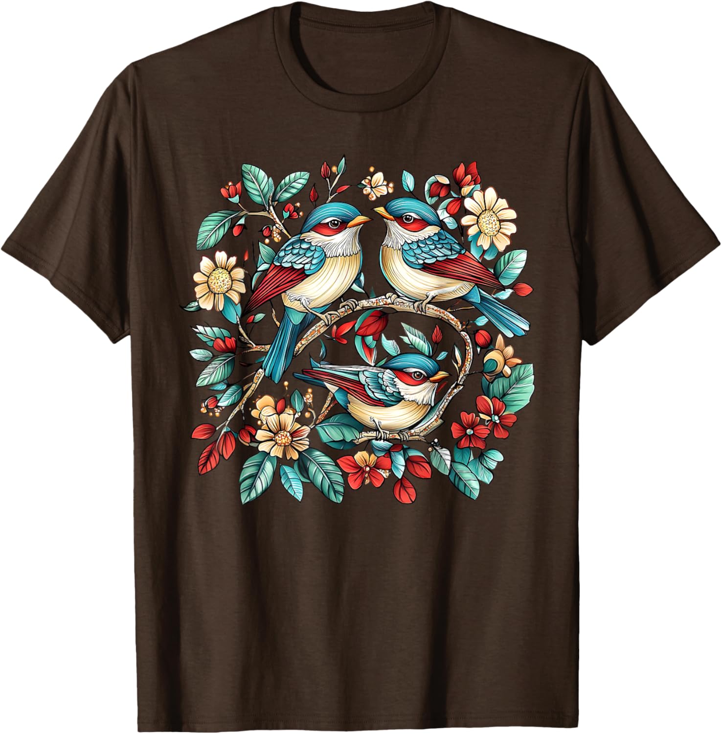 Cute Cottagecore Floral Bird T-Shirt for Nature Lovers and Bird Enthusiasts - 1