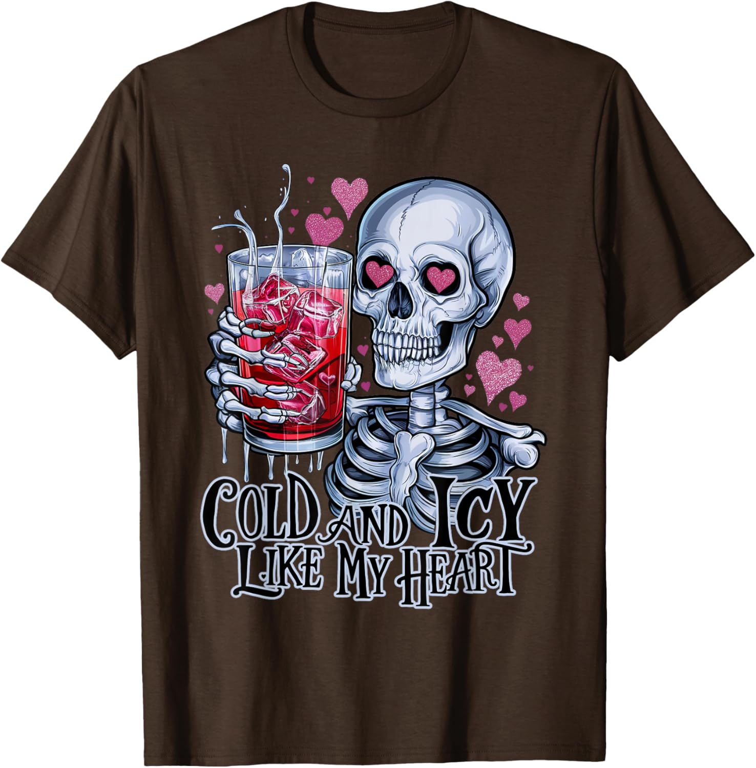 Funny Skeleton T-Shirt - Cold and Icy Like My Heart Anti-Valentine Tee - 3