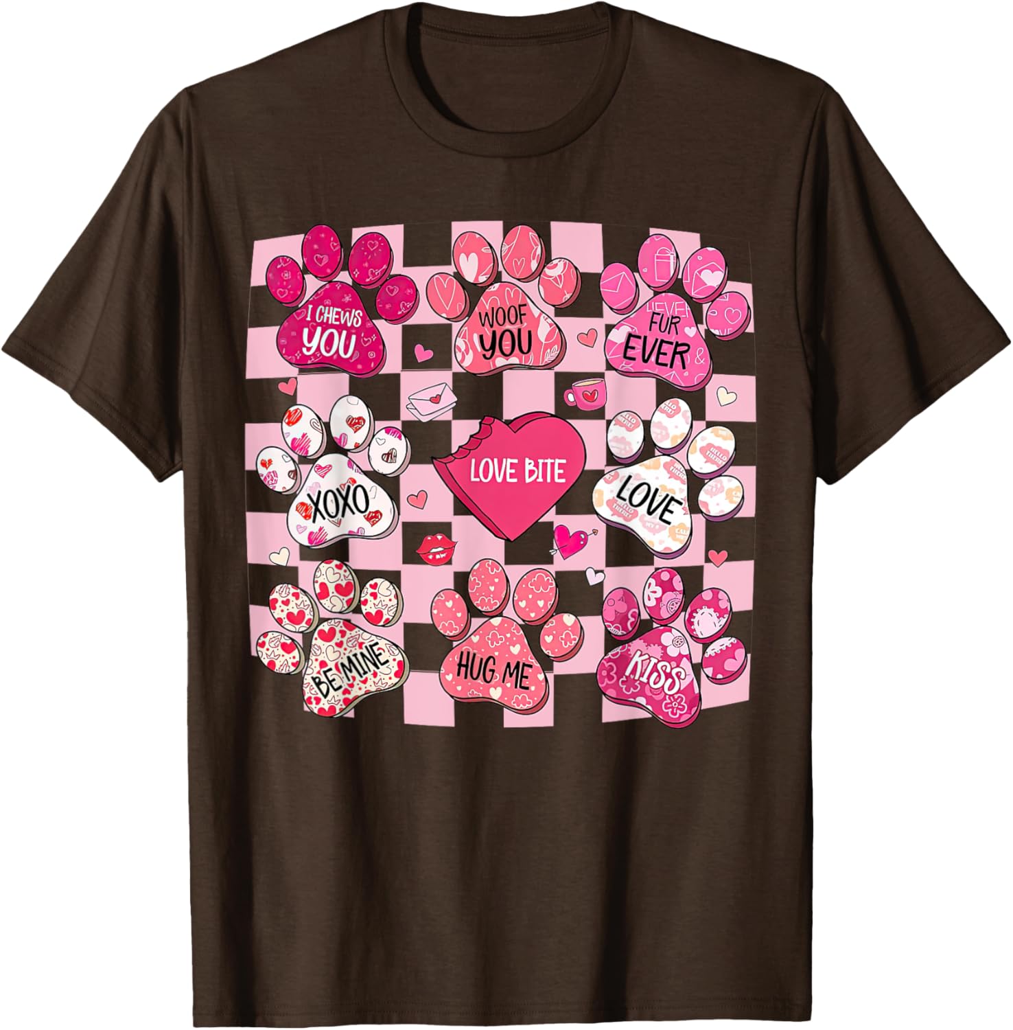 Cute Dog Paw Heart T-Shirt for Valentine's Day - Perfect Gift for Dog Lovers - 1