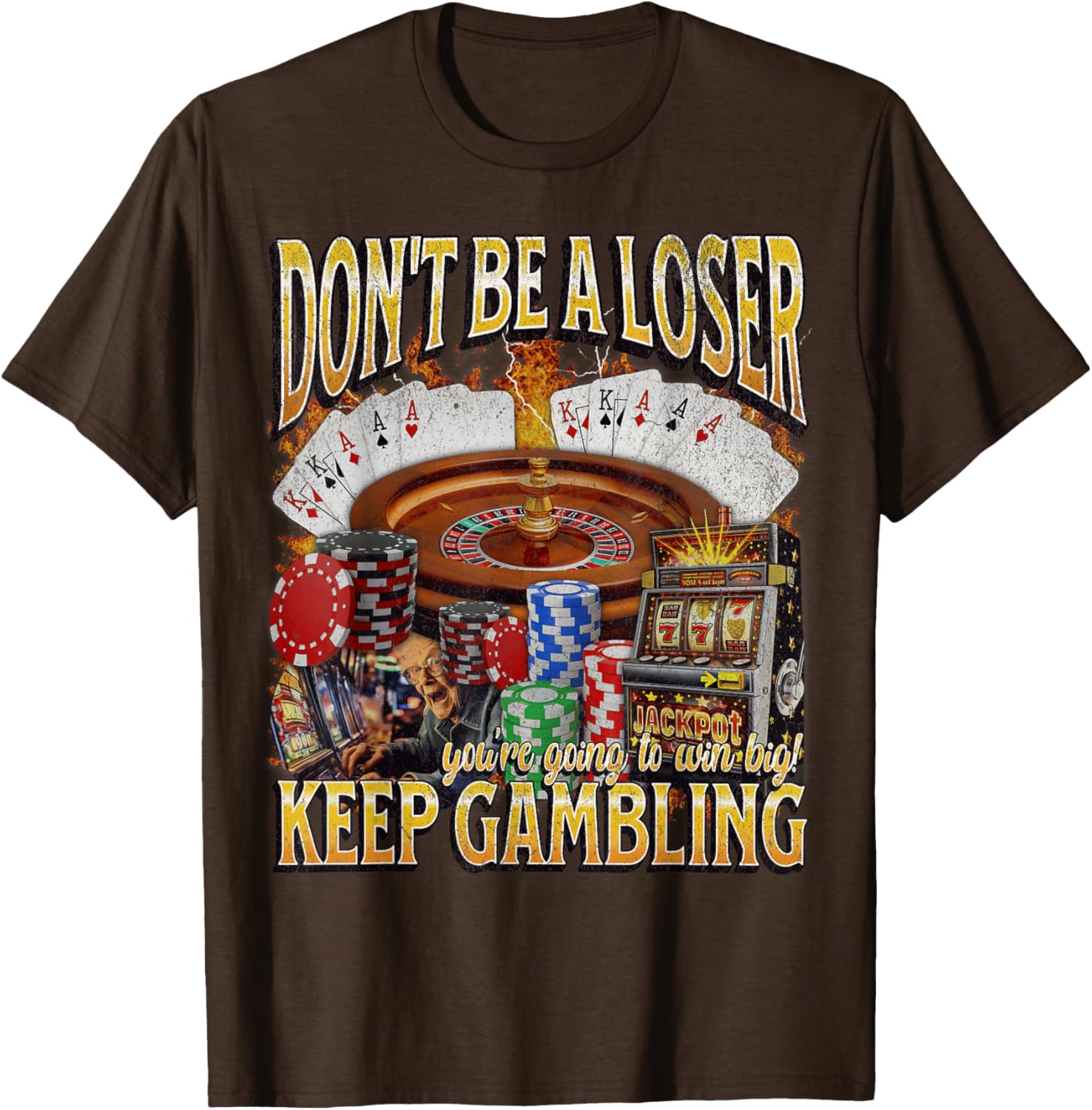 Funny Unhinged Gambling Bootleg Graphic T-Shirt for Fun Lovers - 2
