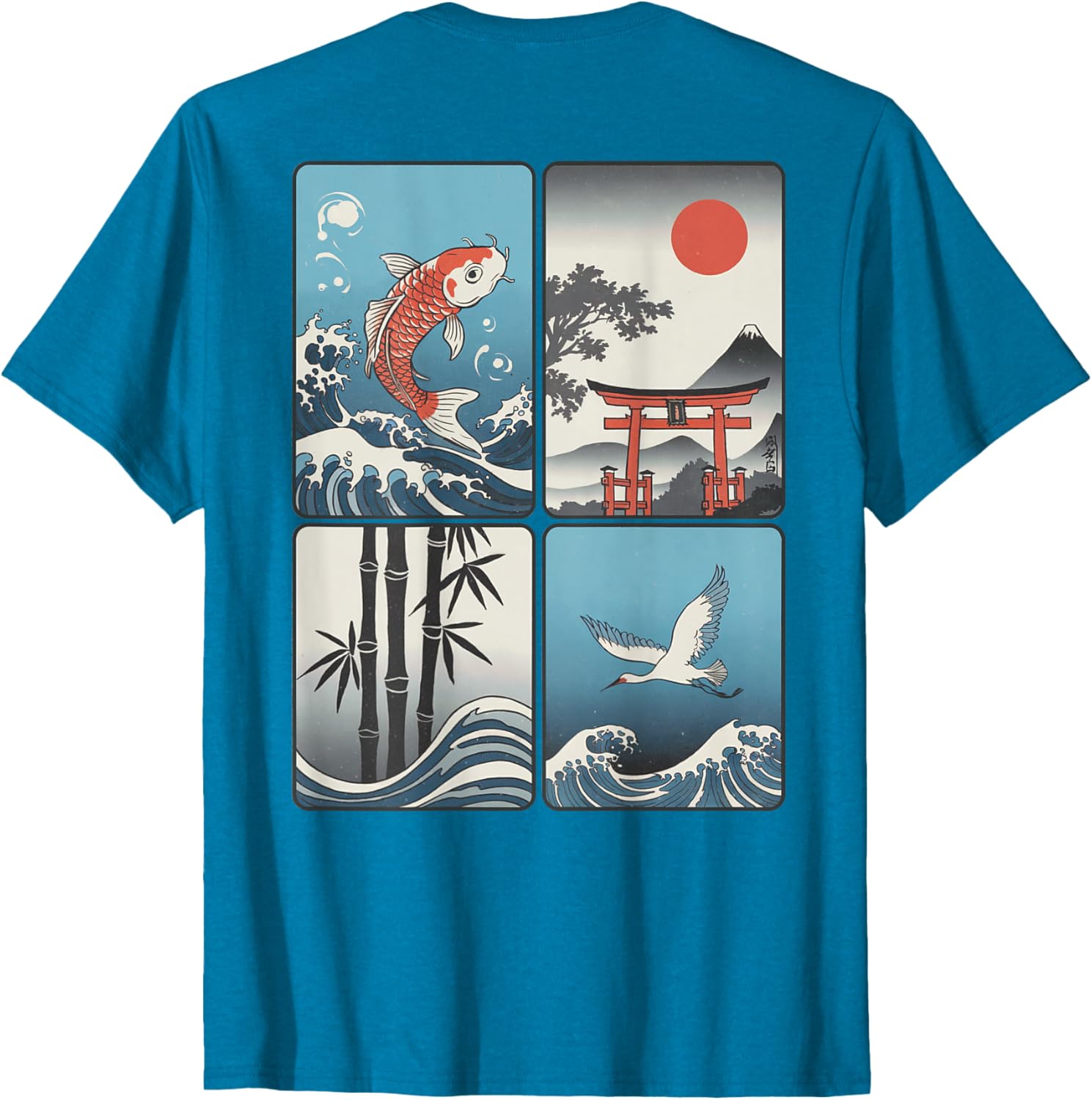 Japanese Koi Fish Great Wave Kanagawa T-Shirt with Kanji Design - 15