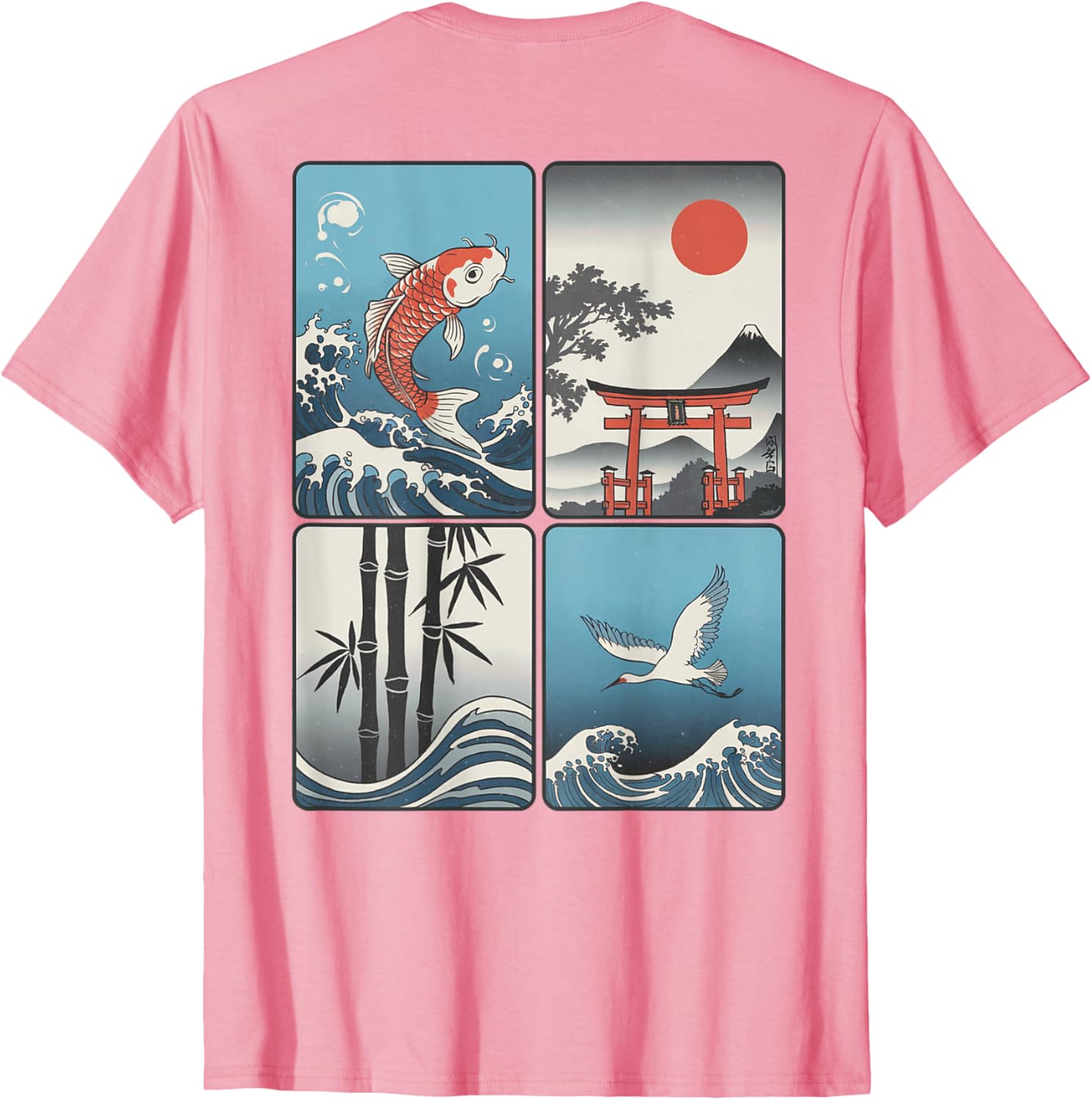 Japanese Koi Fish Great Wave Kanagawa T-Shirt with Kanji Design - 5