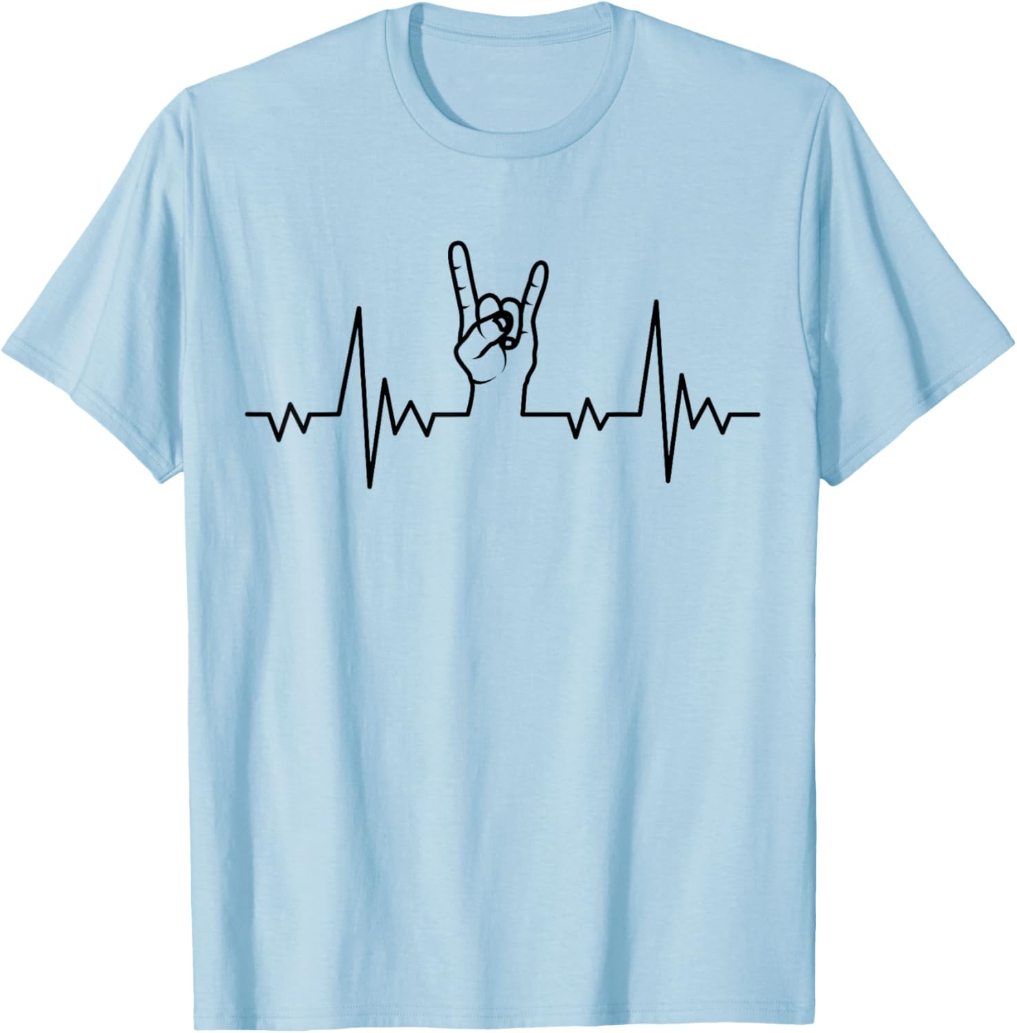 Heavy Metal Heartbeat Rock Band T-Shirt with Hand Horns Design - 8