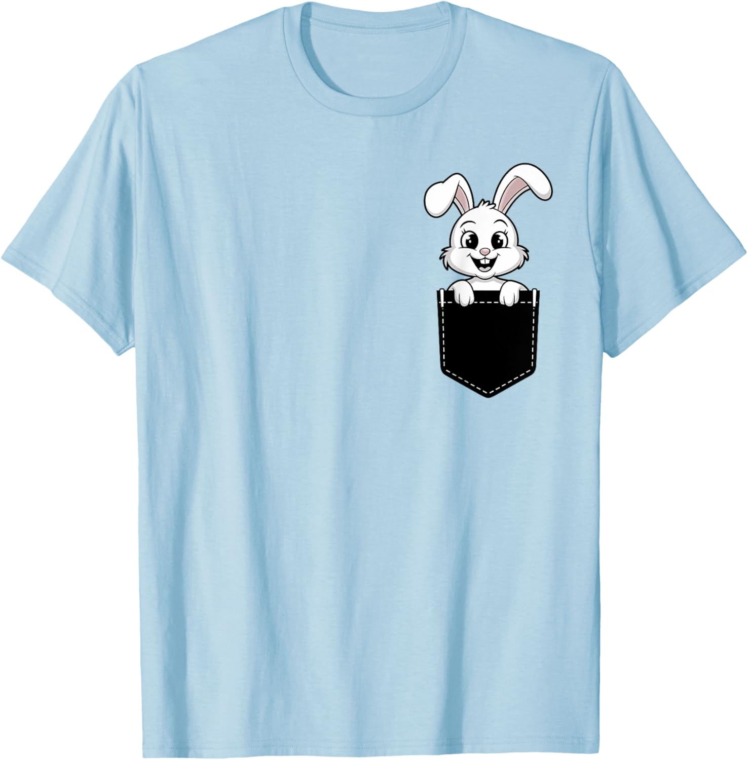 Cute Funny Rabbit in Pocket T-Shirt for Men and Women - Animal Lovers Design - 4