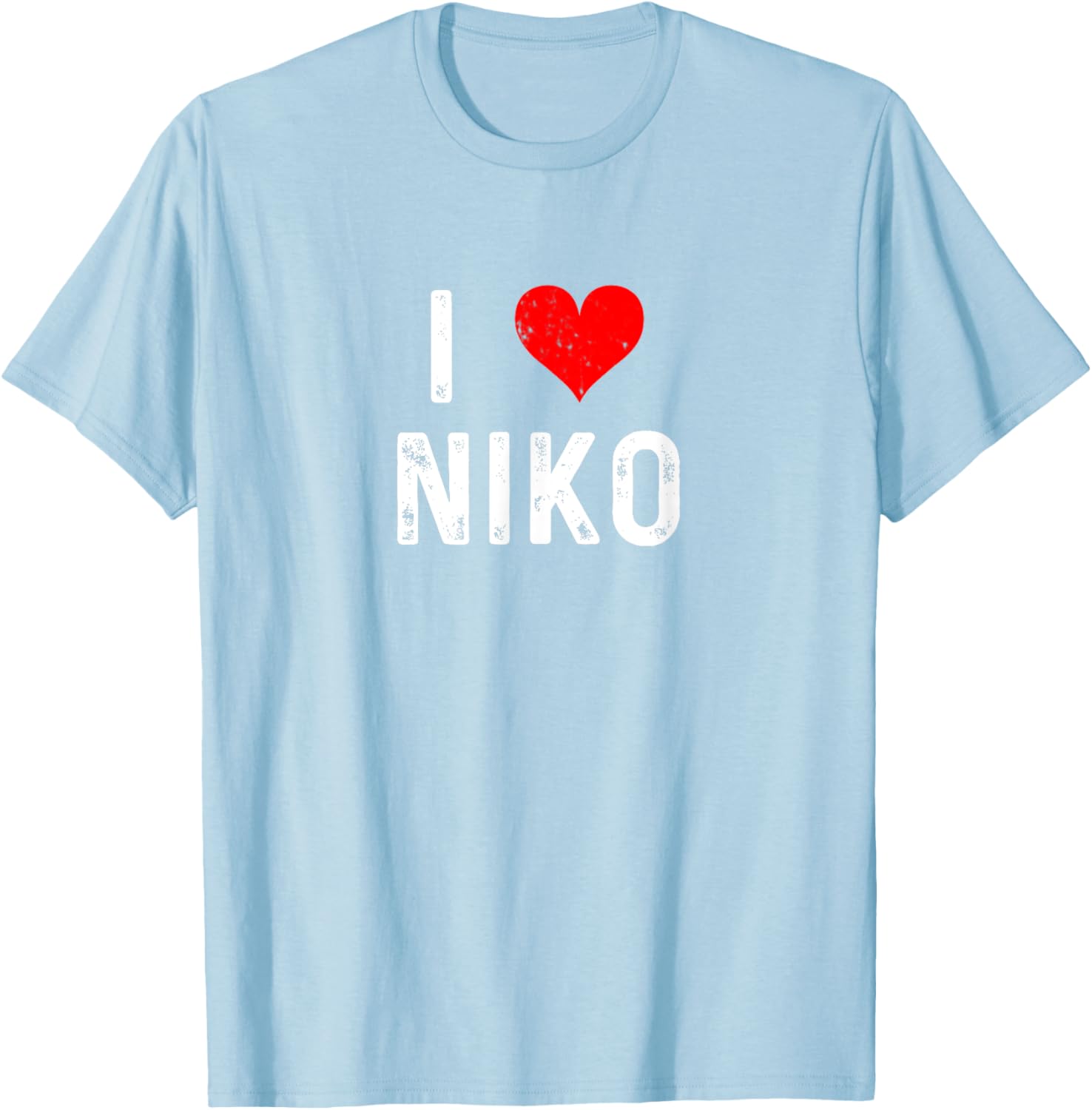 I Love Niko Distressed Heart T-Shirt for Casual Everyday Style - 3