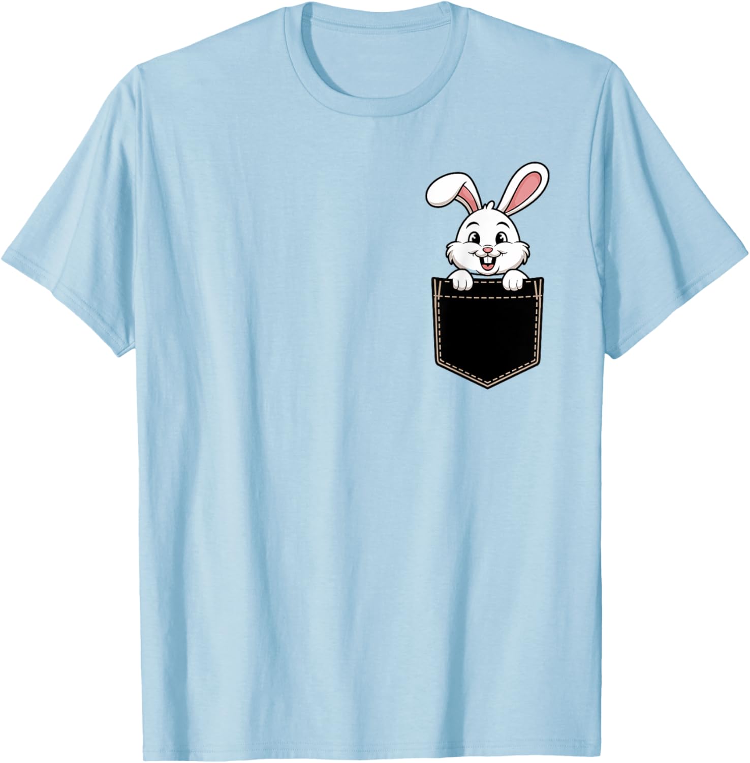Cute Funny Rabbit Pocket T-Shirt for Men and Women - Adorable Animal Tee - 14