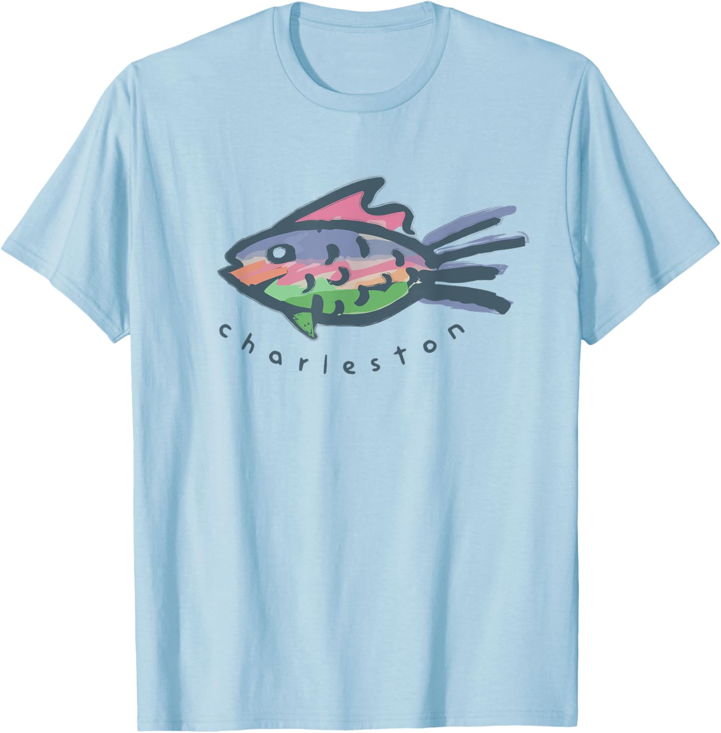 Charleston SC Tropical Fish Graphic T-Shirt for Fun Beach Vibes - 1