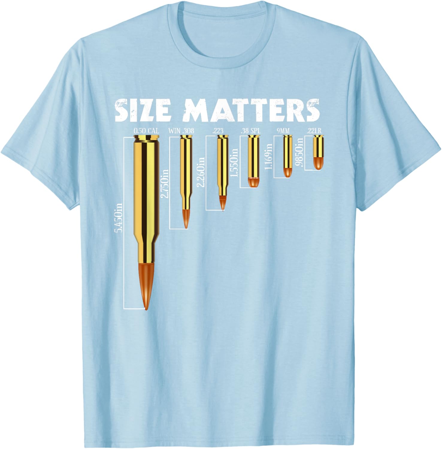 Size Matters T-Shirt for Bullet Lovers, Perfect Caliber Graphic Tee - 1