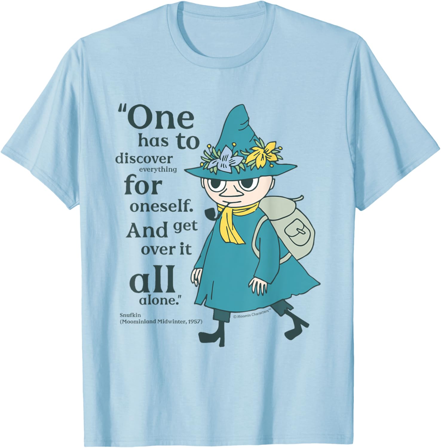 Moomin Midwinter Snufkin Quote T-Shirt for Fans of Moominland Adventure - 1