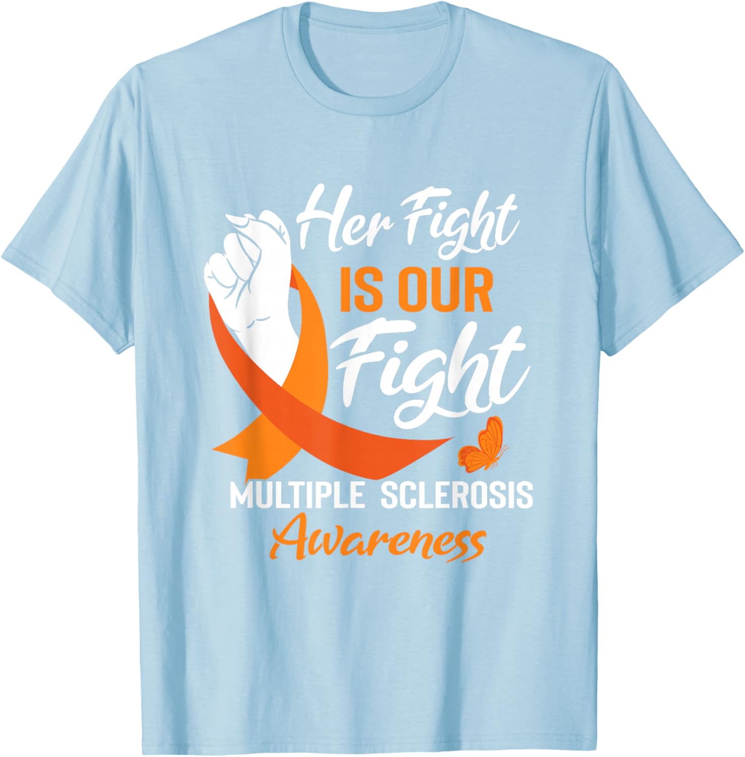 MS Multiple Sclerosis Awareness Orange Ribbon T-Shirt for Supporters - 5