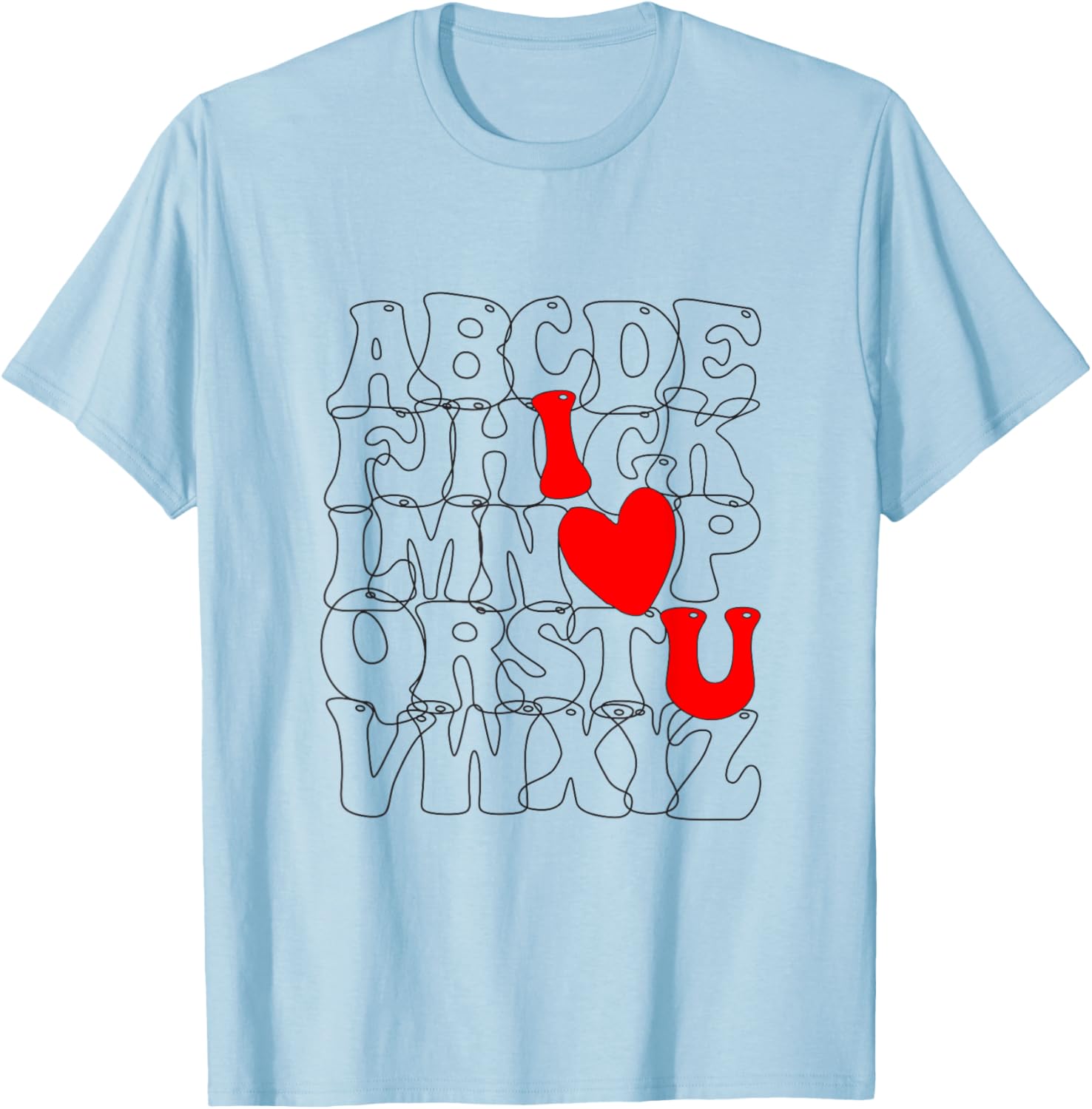 Cute Alphabet ABC I Love You Heart T-Shirt for Valentine's Day Fun - 5