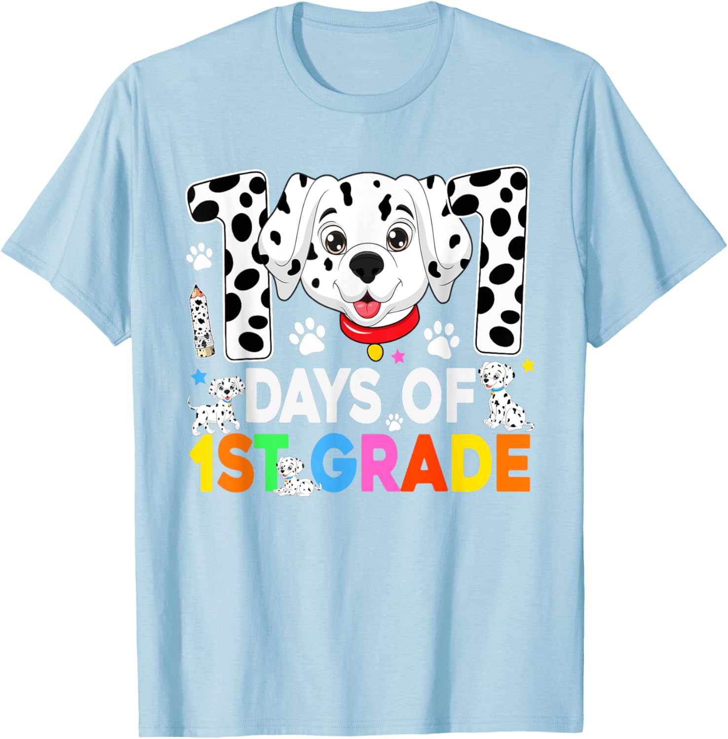 100 Days of School Dalmatian Dog T-Shirt for Kids 3rd Grade Fun Fashion - 7