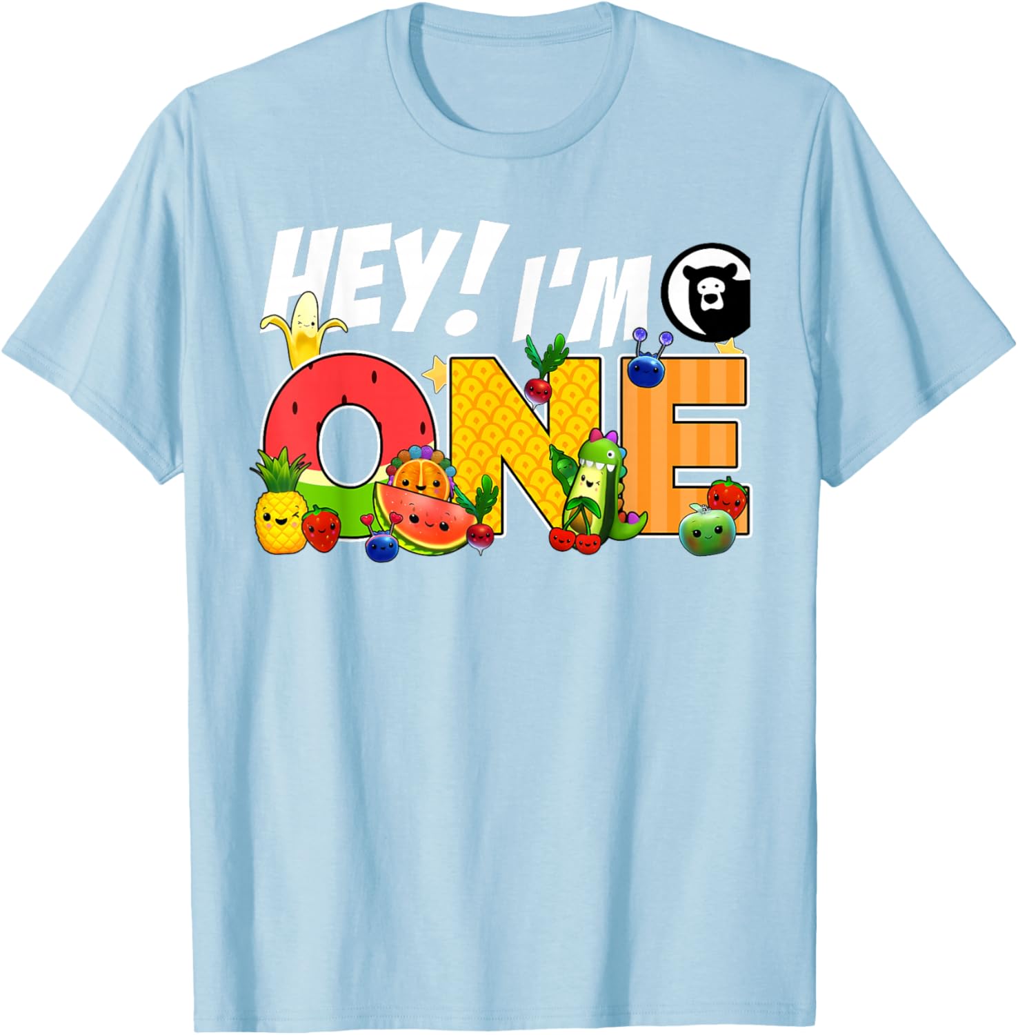 Funny Hey I'm One Birthday Boy T-Shirt for Kids with Cute Fruit Design - 21