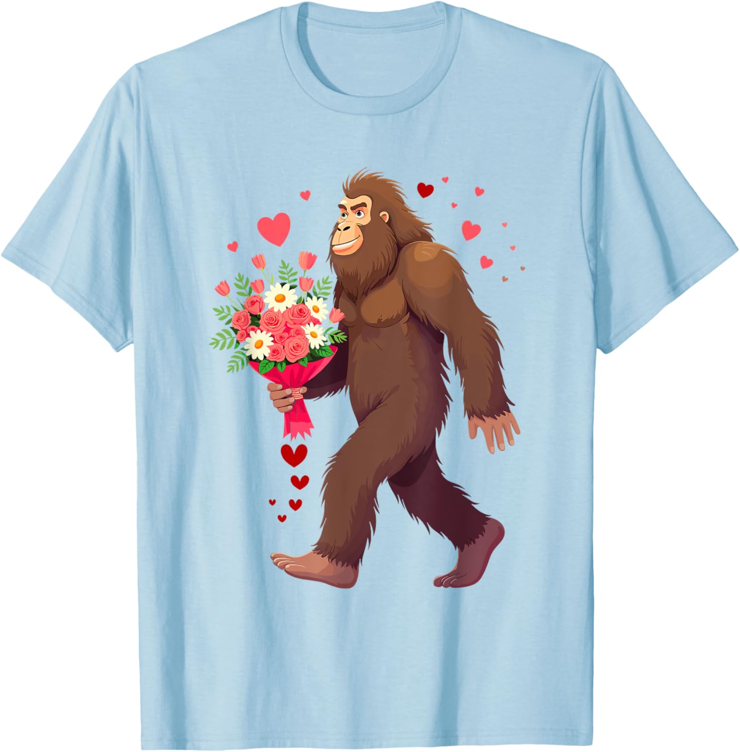Bigfoot Heart Bouquet T-Shirt for Sasquatch Lovers on Valentine's Day - 8