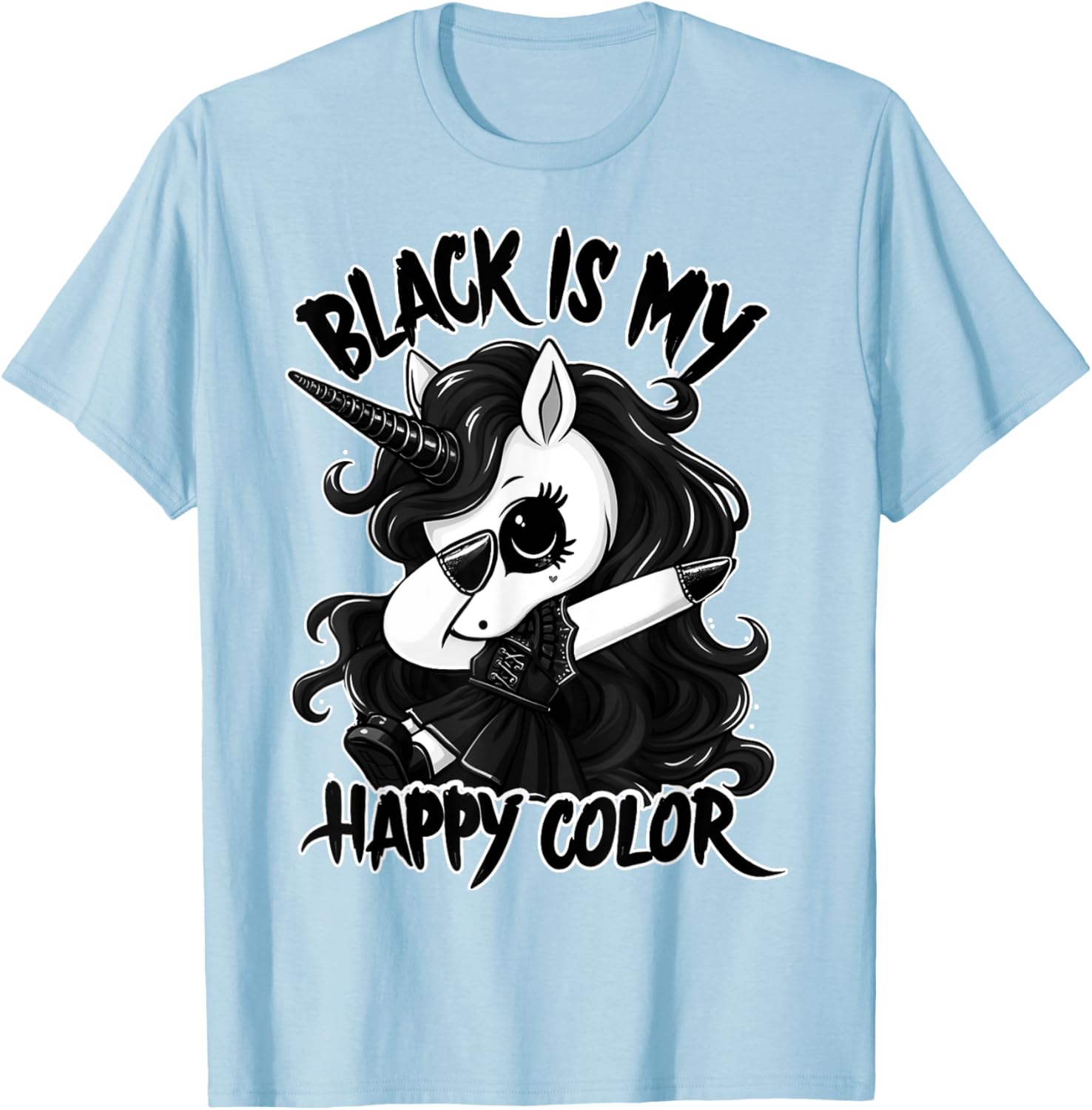 Gothic Unicorn Dabbing T-Shirt - Black is My Lucky Color Tee - 20