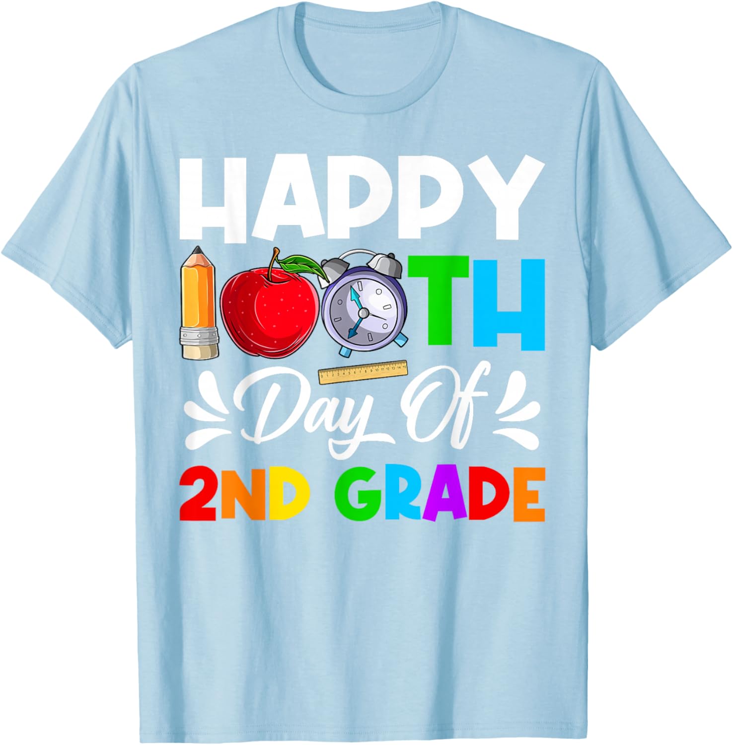 Happy 100th Day 2nd Grade T-Shirt for Boys and Girls, 100 Days Smarter - 1