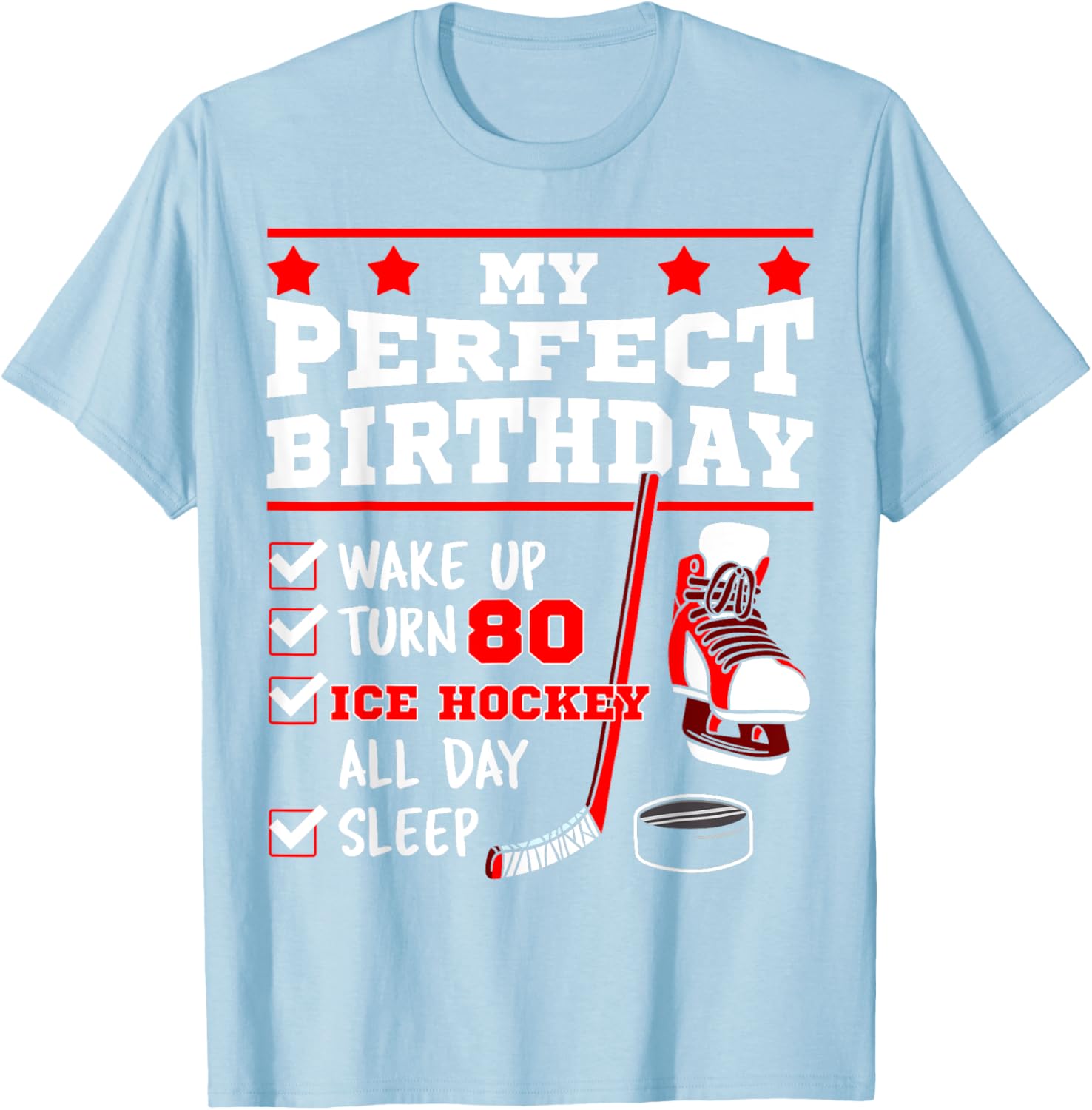 Ice Hockey 80th Birthday Party Puck T-Shirt for Sports Fans - 18