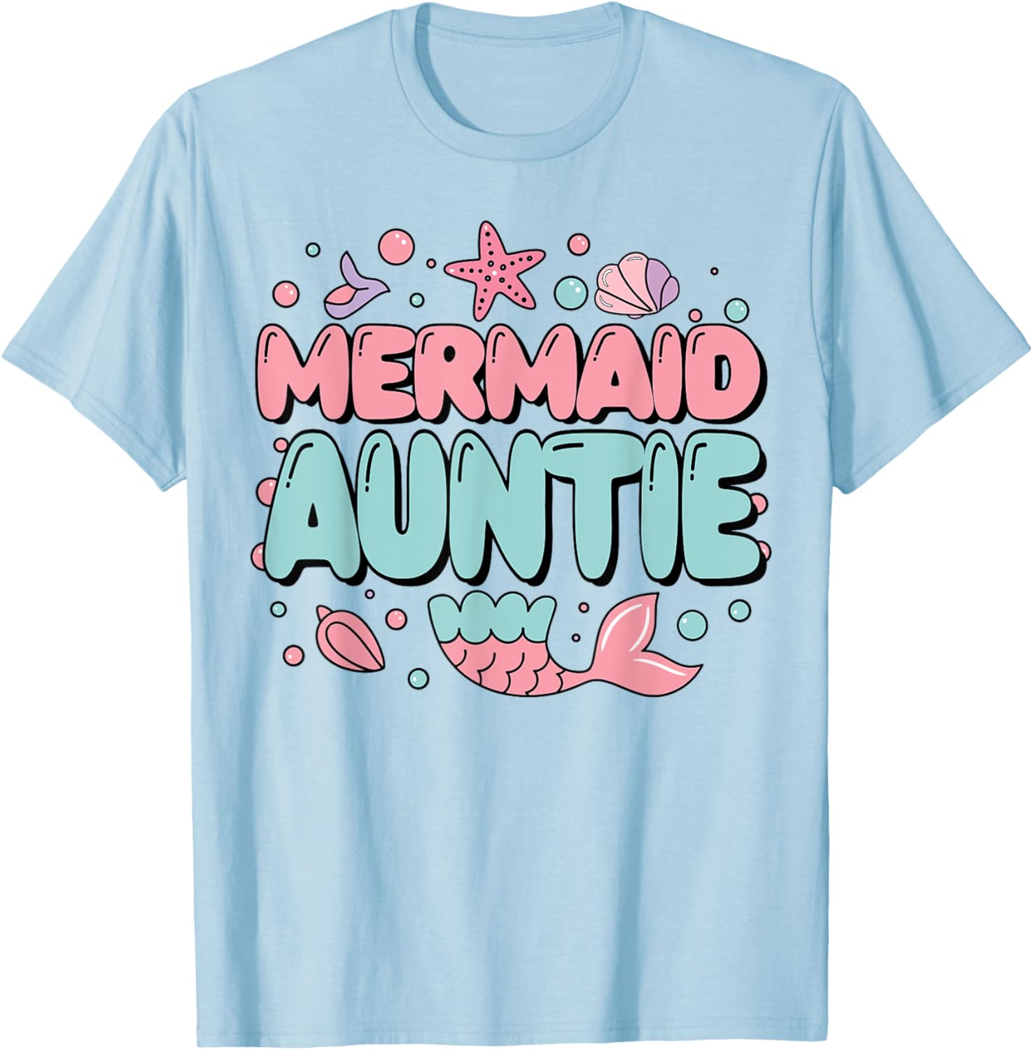 Auntie of The Birthday Mermaid Family Matching Party T-Shirt for Fun Celebrations - 4