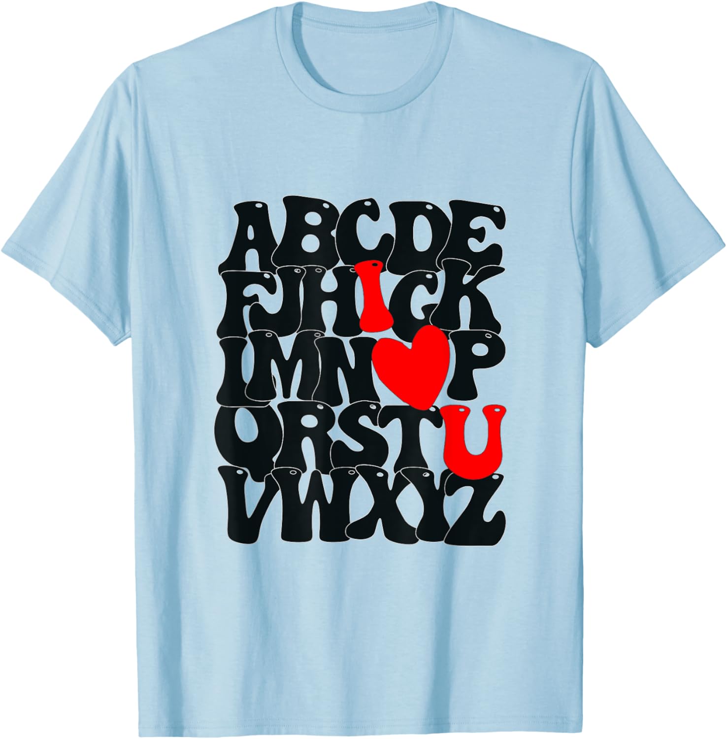 Cute Alphabet ABC I Love You Heart T-Shirt for Valentine's Day Gift - 5