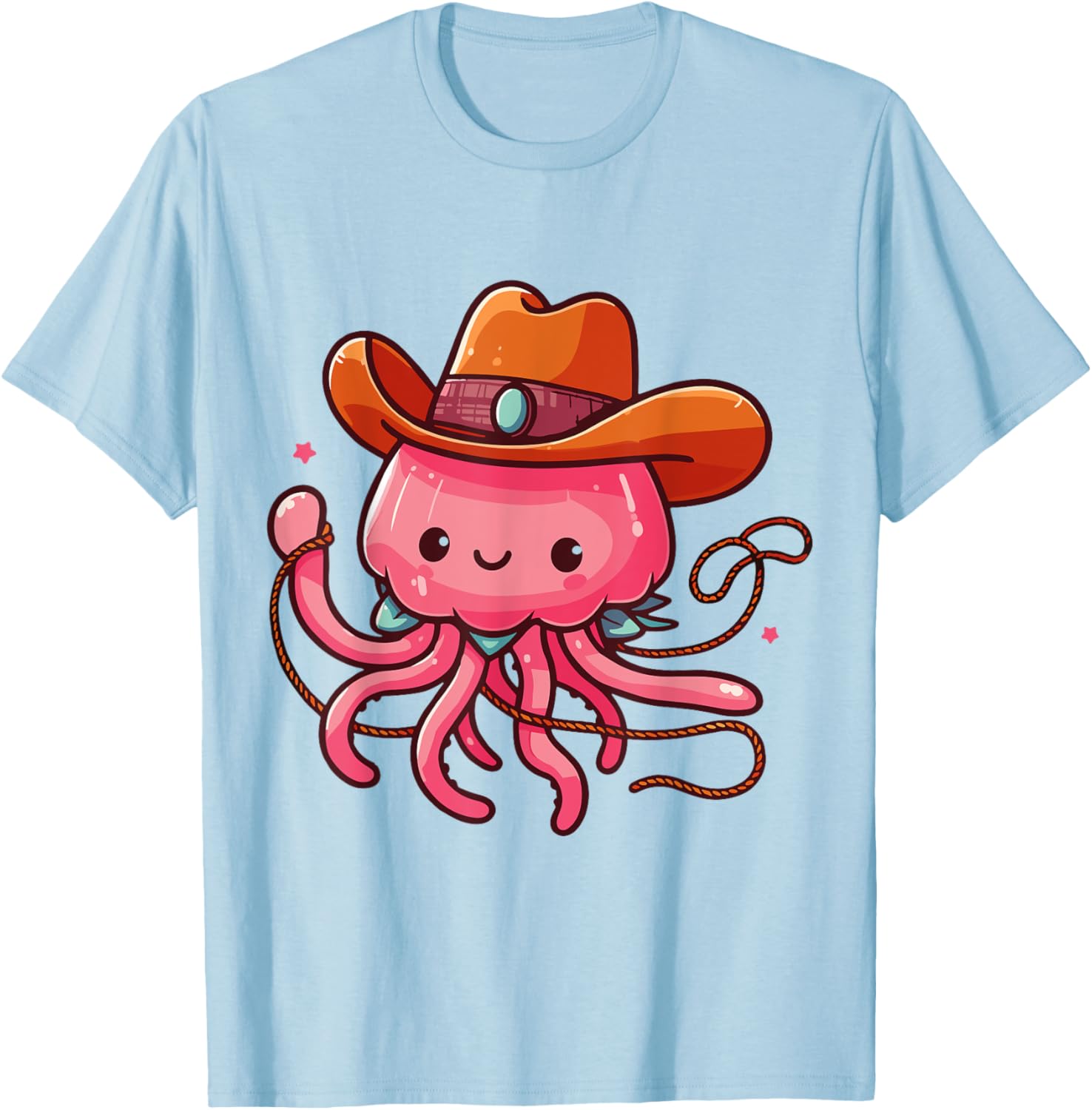 Western Rodeo Cowboy Hat and Jellyfish Texas Animals T-Shirt for Men - 22
