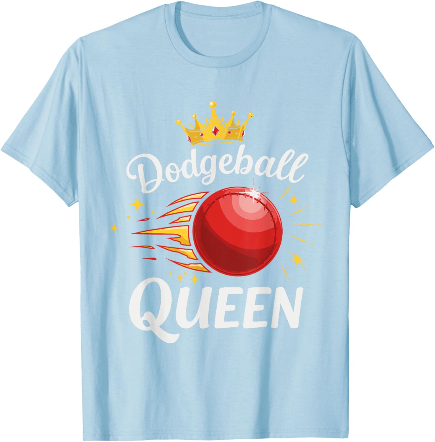 Dodgeball Queen T-Shirt with Crown and Red Ball Graphic Design - 5
