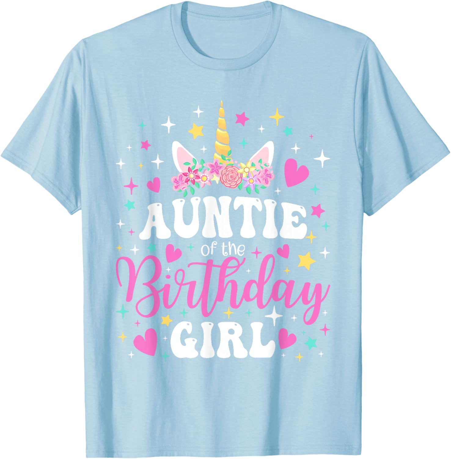 Unicorn Auntie Birthday Matching T-Shirt for Family Celebration Fun - 5