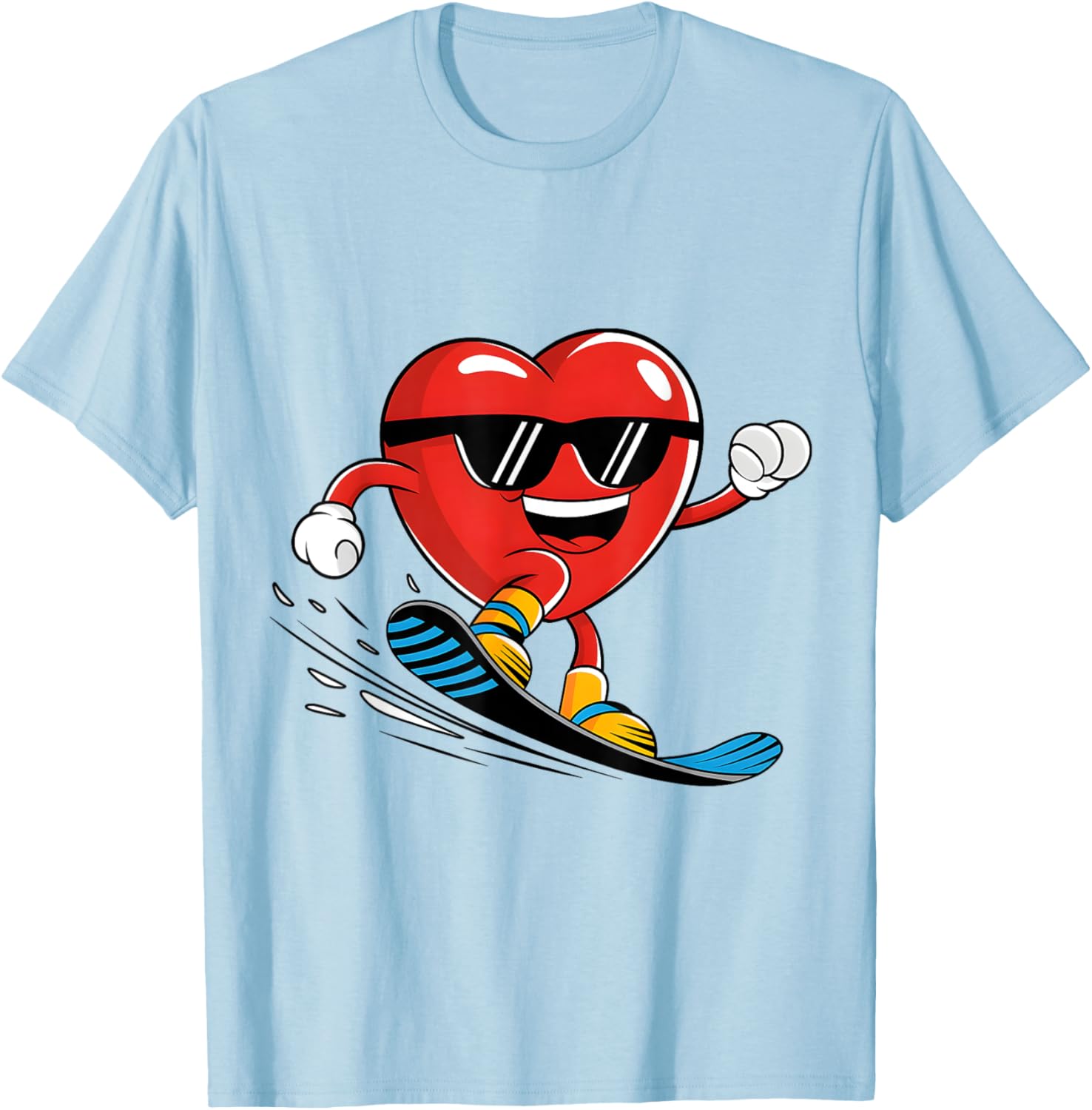 Snowboard Heart Valentine's Day T-Shirt for Boys and Girls Fun Gift - 4