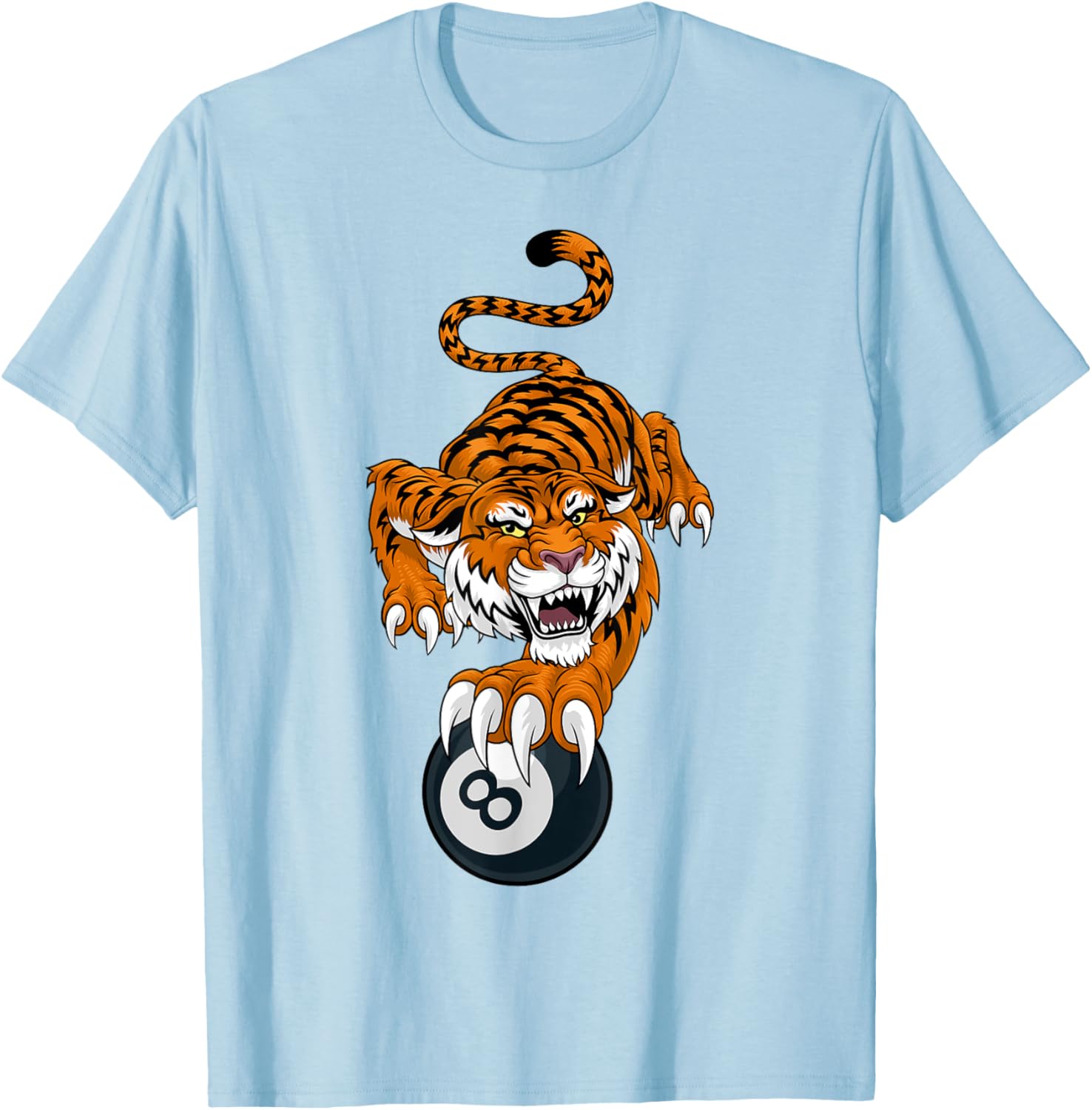 Tiger Angry Pool 8 Ball Billiards Cartoon Character T-Shirt for Fun Style - 21