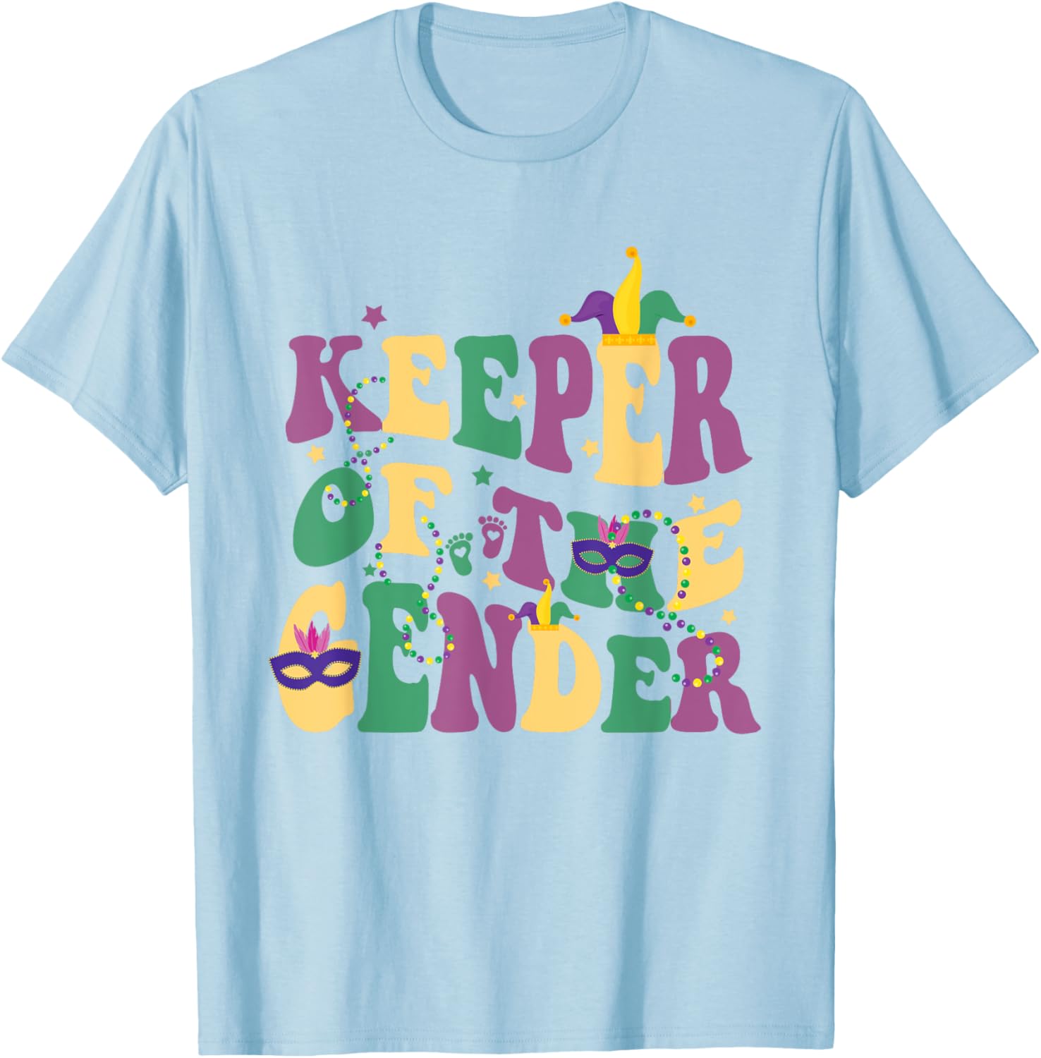 Keeper Of The Gender Reveal Mardi Gras Baby Shower T-Shirt for Fun Celebrations - 16