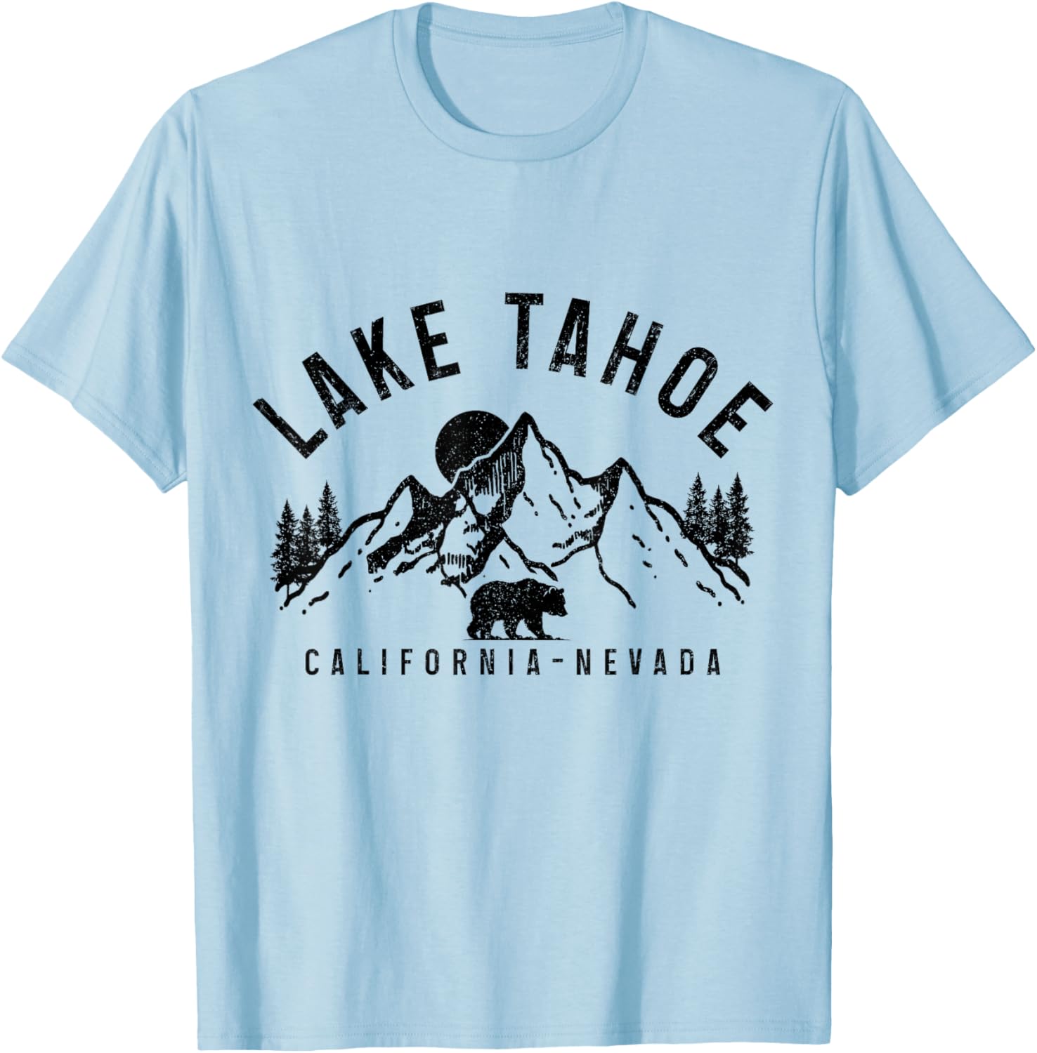 Vintage Bear Graphic T-Shirt Lake Tahoe Mountains Nature Lovers Apparel - 9