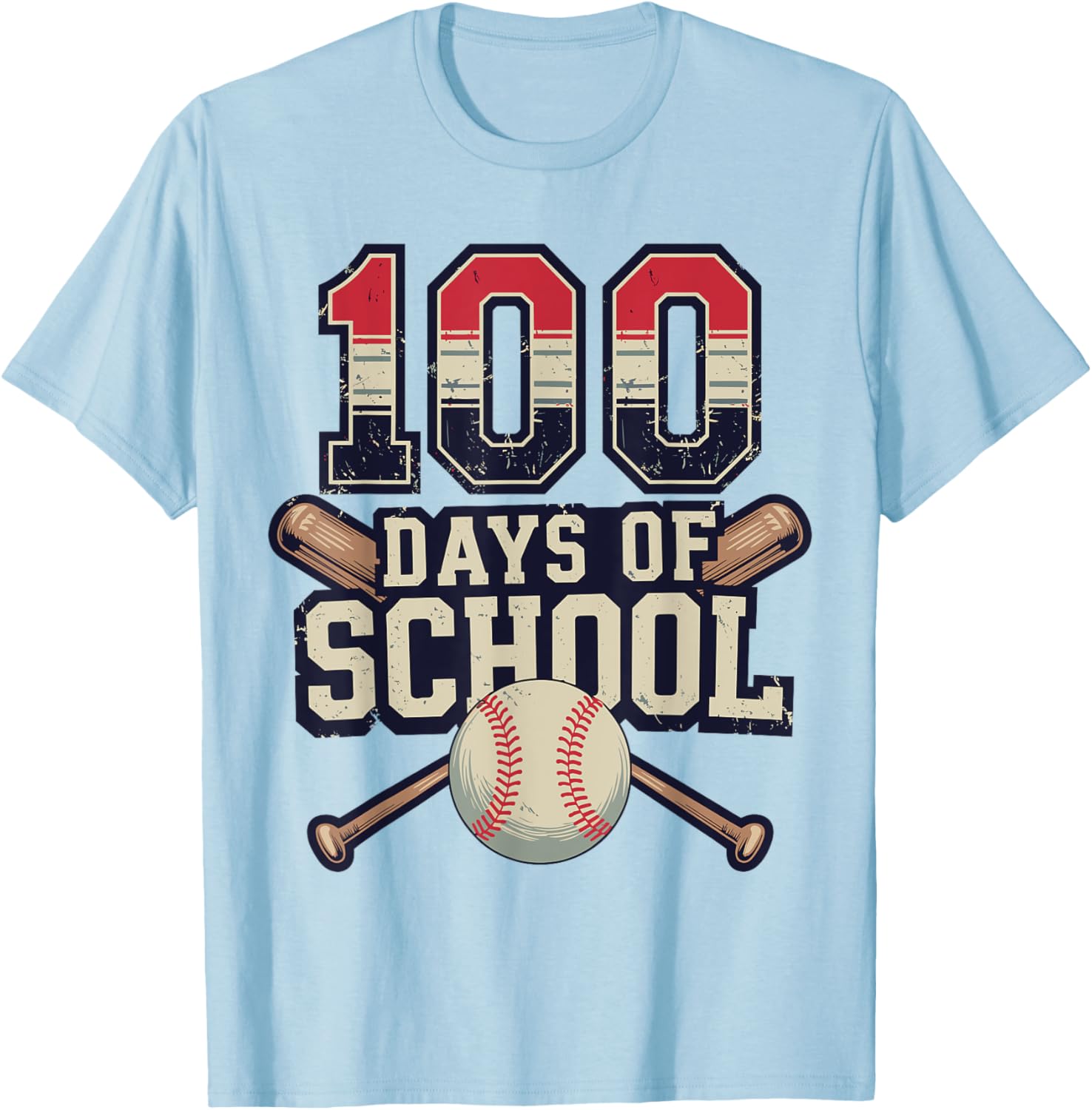 Vintage Baseball Theme 100 Days of School Celebration T-Shirt for Kids - 10