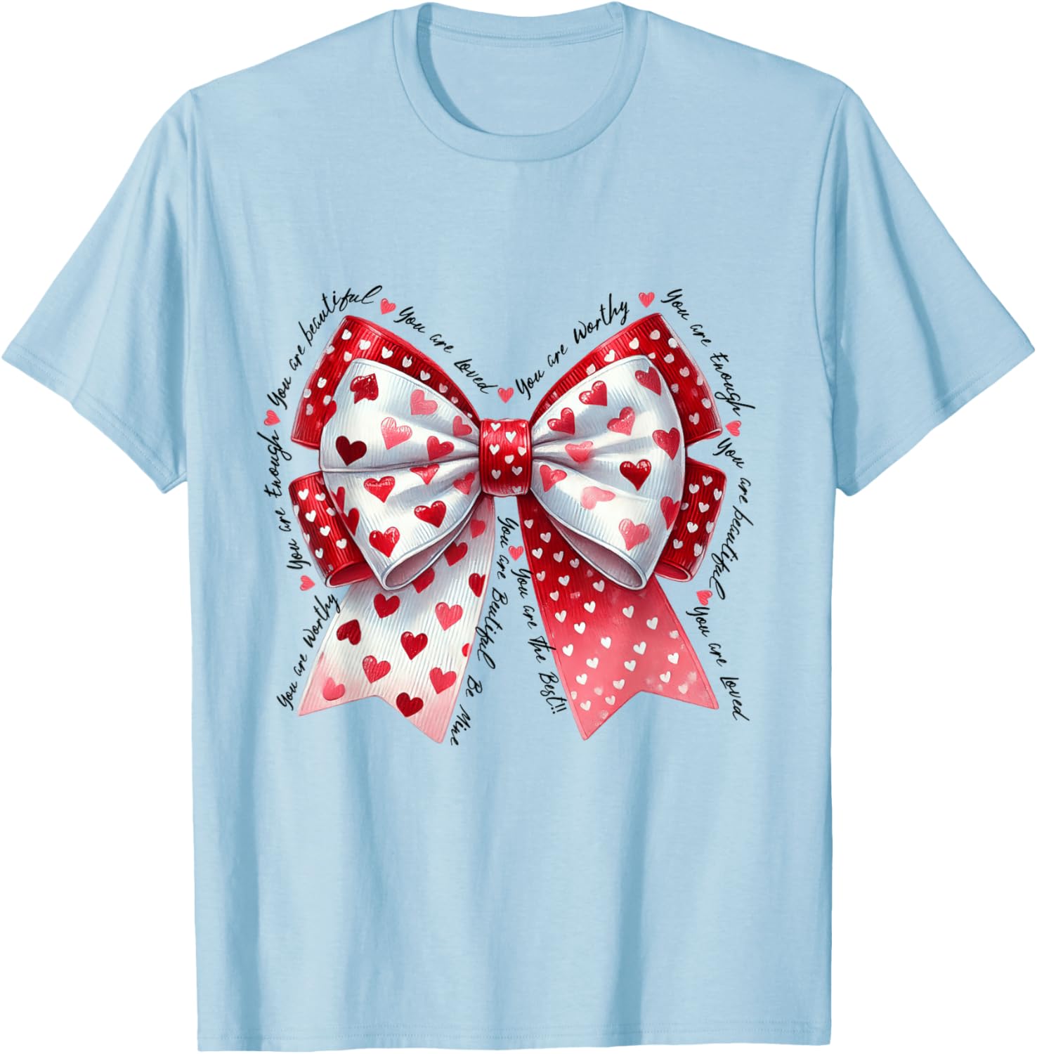 Adorable Cute Coquette Bow Ribbon Valentines Day T-Shirt for Women - 4