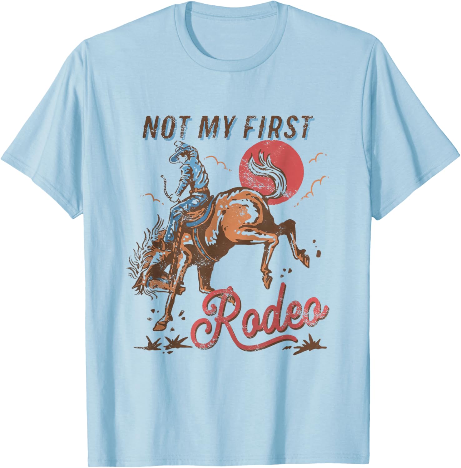 Vintage Cowboy Rodeo T-Shirt Not My First Rodeo Bronc Riding Style - 4