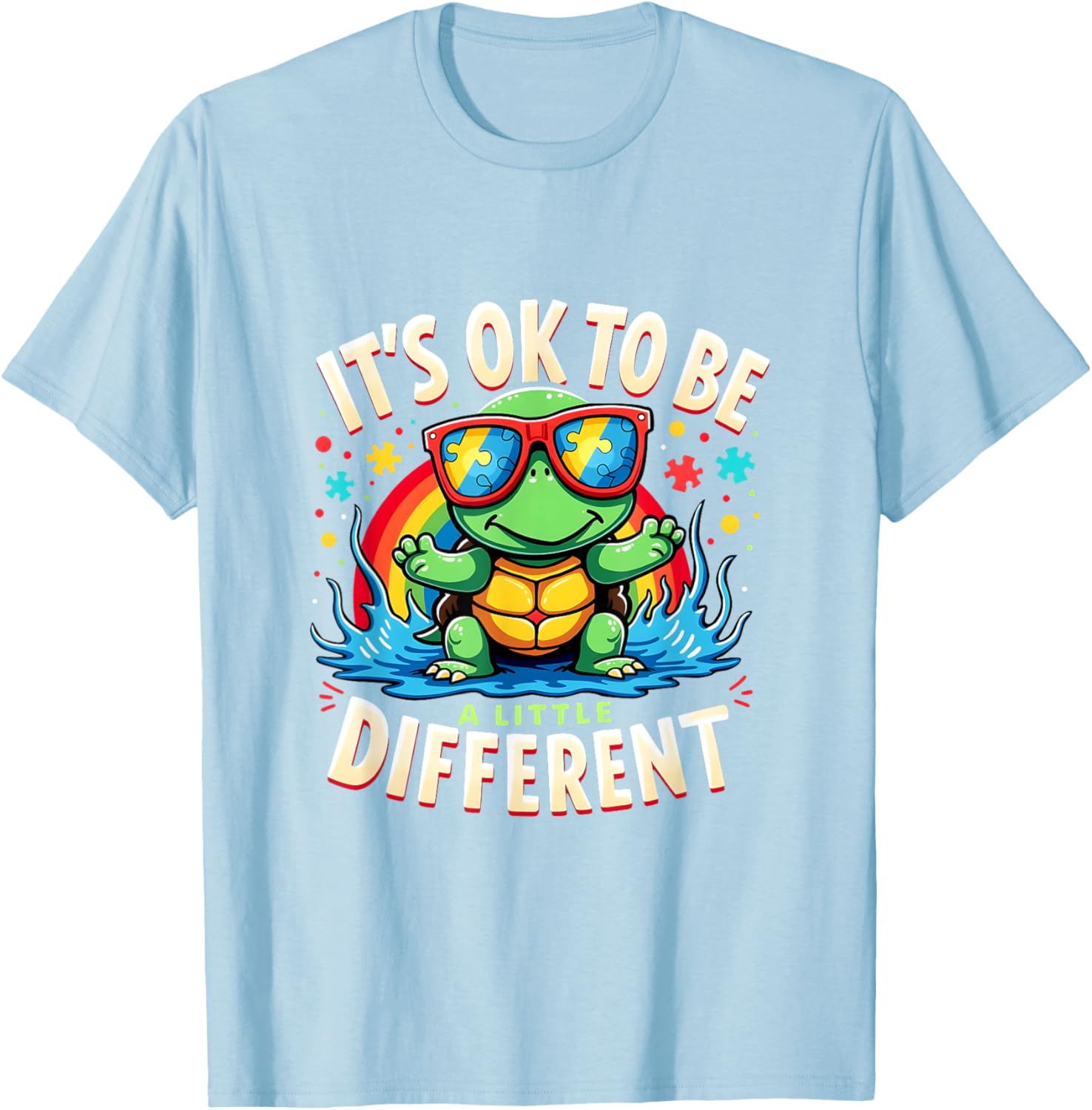 Cute Turtle Autism Awareness T-Shirt It's Ok To Be A Little Different - 1