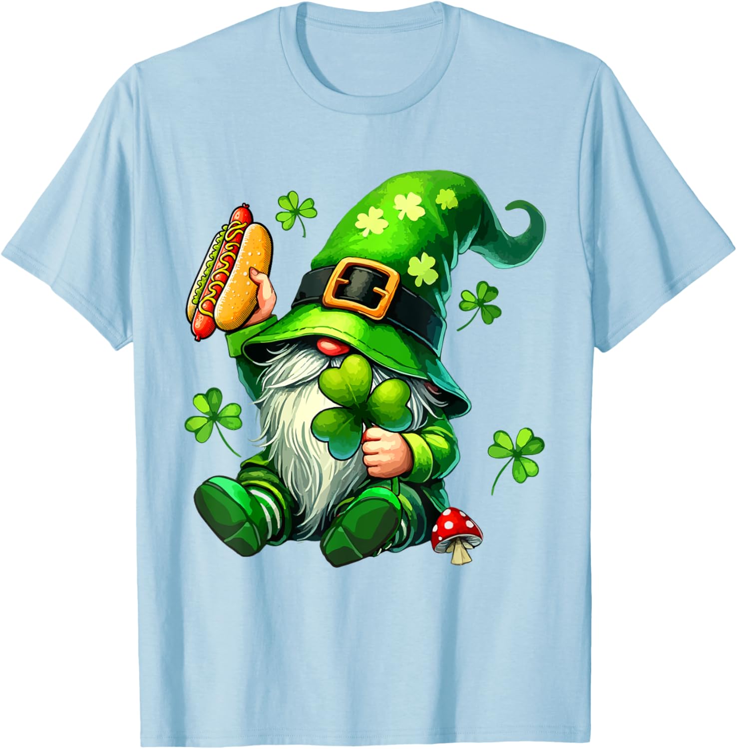 Gnome Eating Hot Dog St. Patrick's Day T-Shirt for Food Lovers - 12