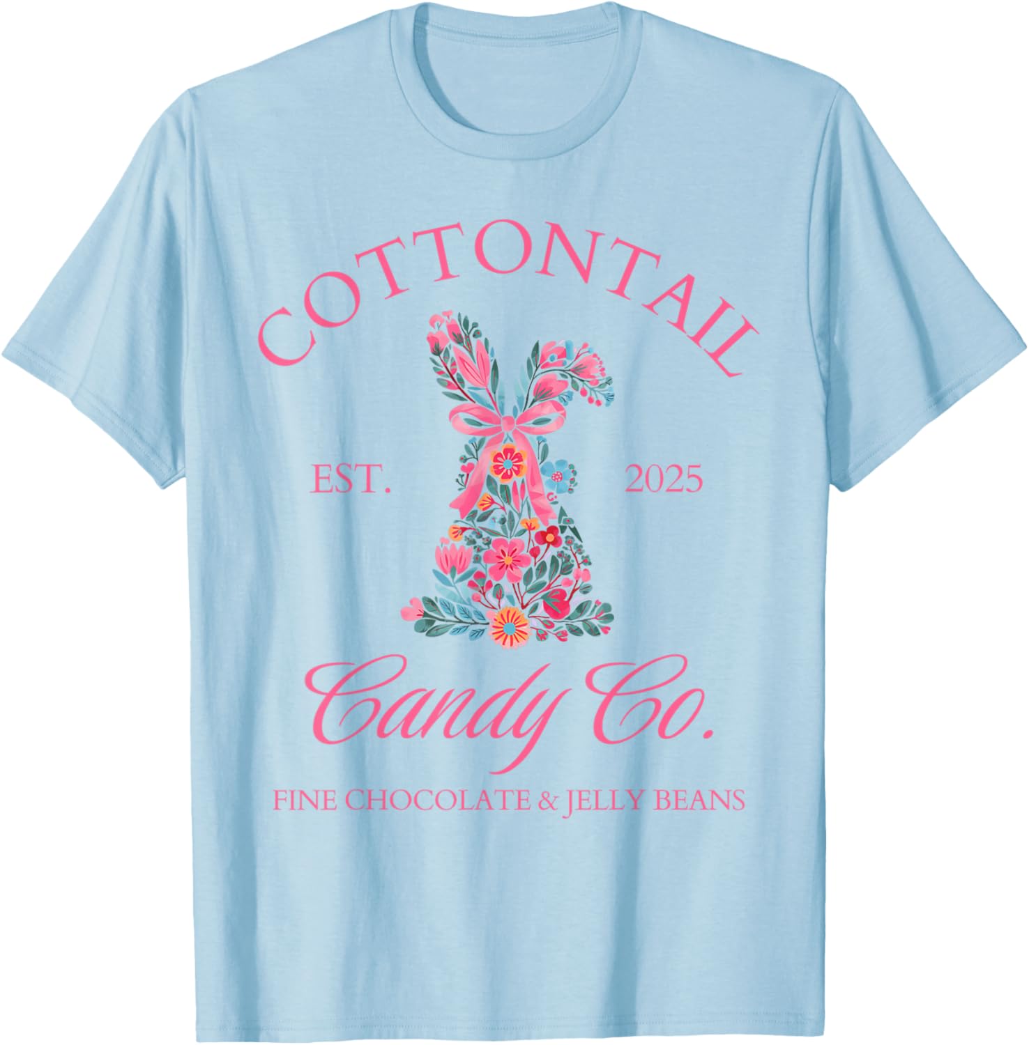 Easter Bunny Floral Coquette Bow T-Shirt for Girls and Women - 12
