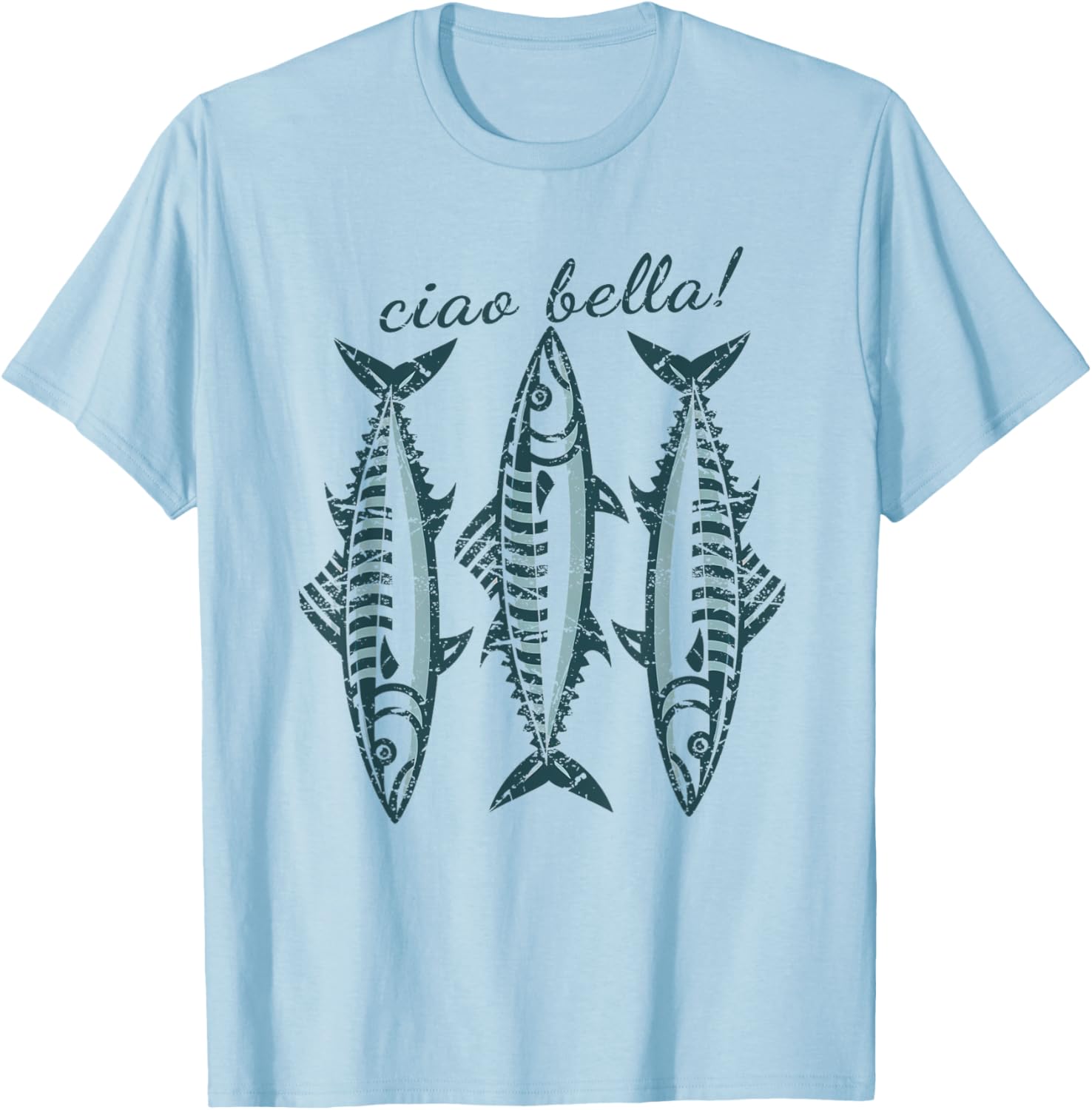 Coastal Italian Fisherman T-Shirt featuring Sardines and Mackerel Design - 6