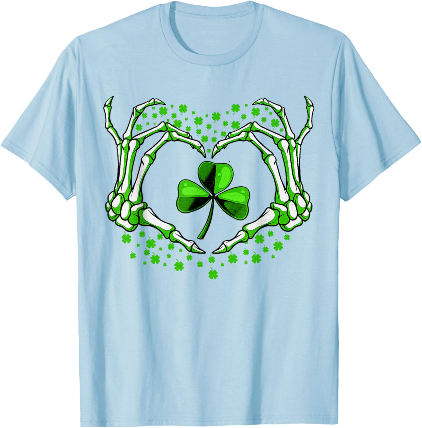 Skeleton Hand Heart Shamrock St Patricks Day T-Shirt for Festive Fun - 3