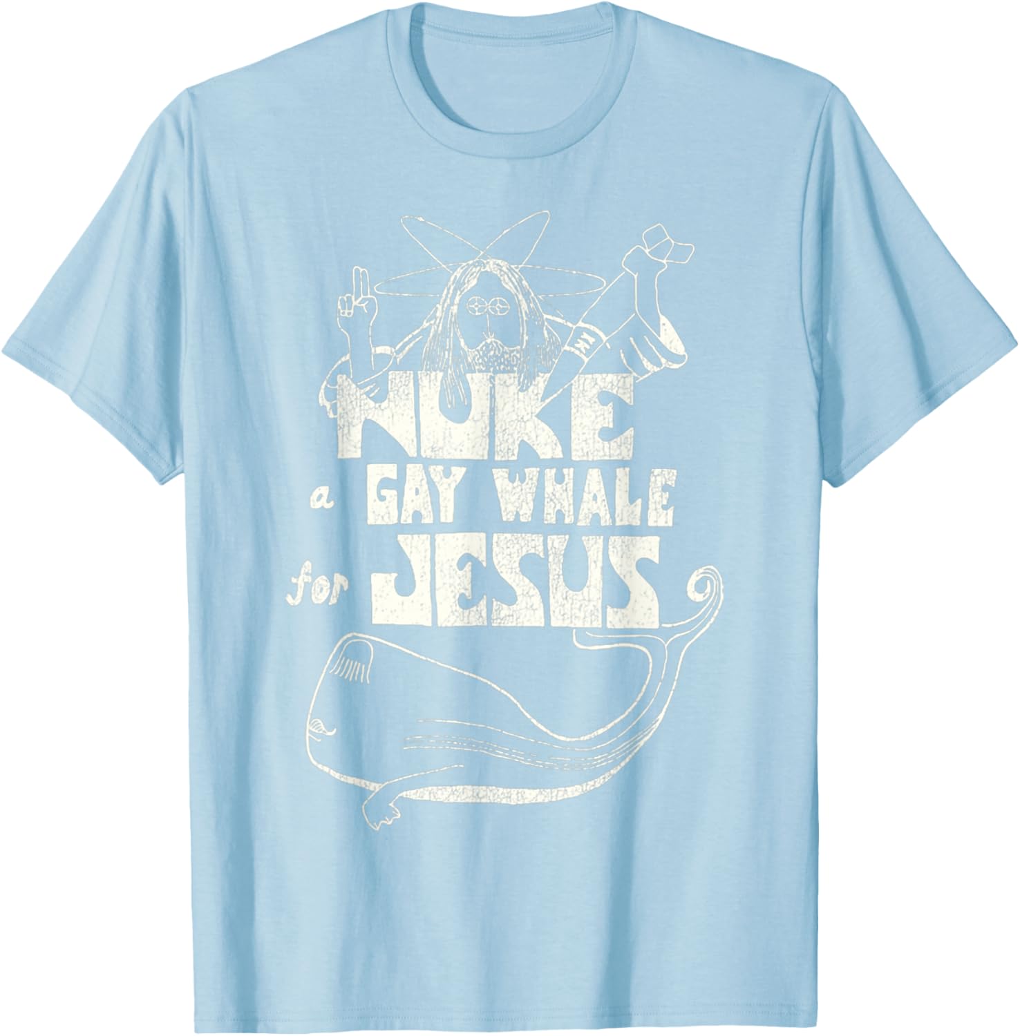 Funny Vintage 80s Nuke a Gay Whale For Jesus T-Shirt for Social Advocacy - 5