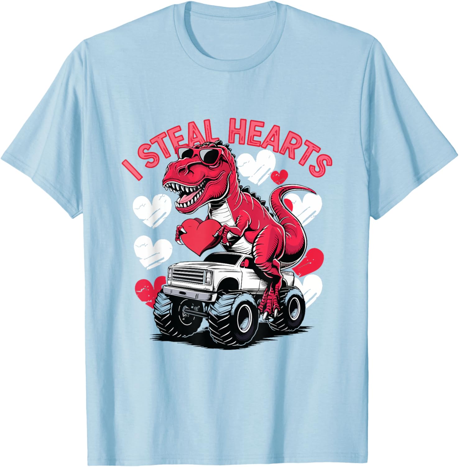 I Steal Hearts Toddler T-Rex Valentine's Day Shirt for Baby Boys - 12