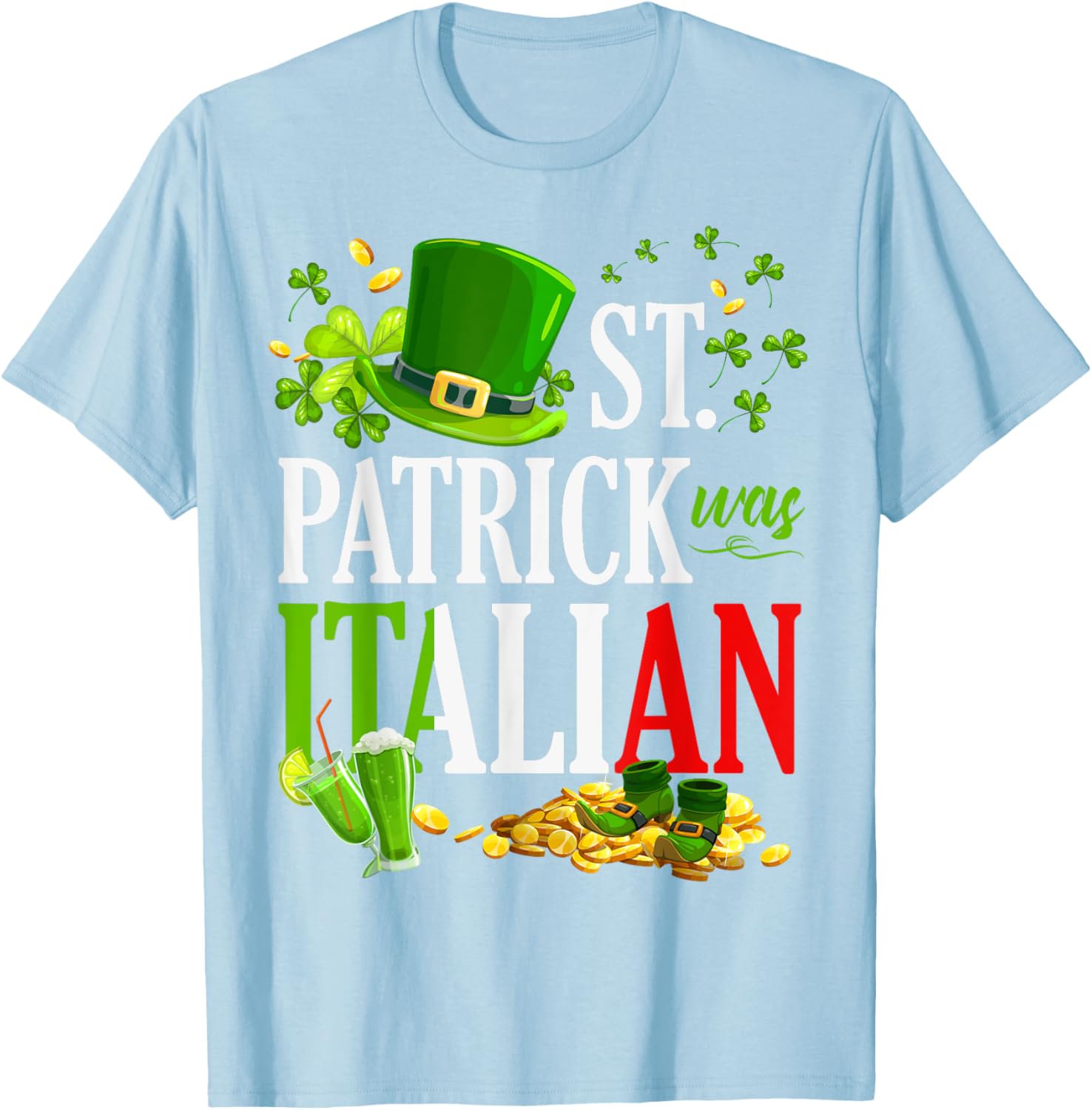 Vintage St Patrick Was Italian Clover Graphic T-Shirt for St Patricks Day - 10