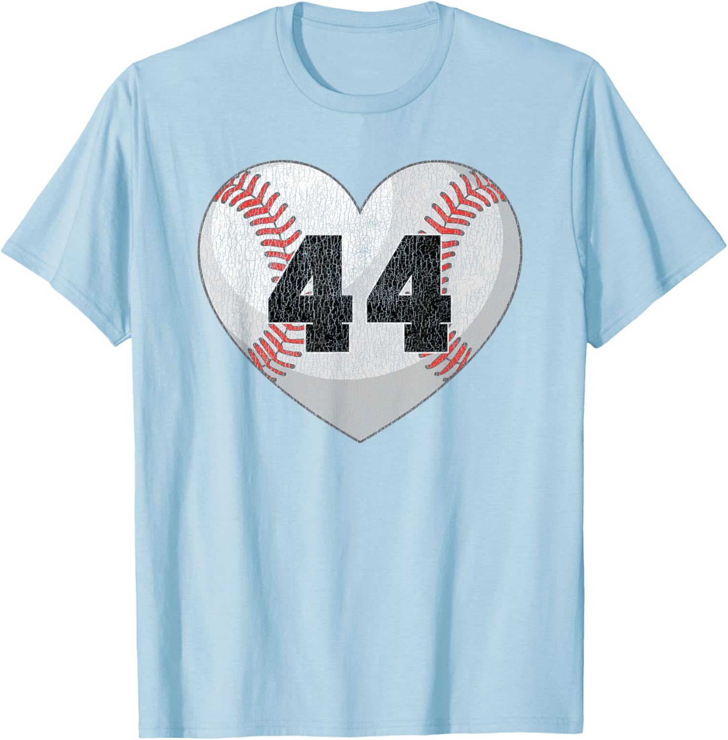 Cute Baseball Number 44 Distressed Heart T-Shirt for Baseball Moms - 14