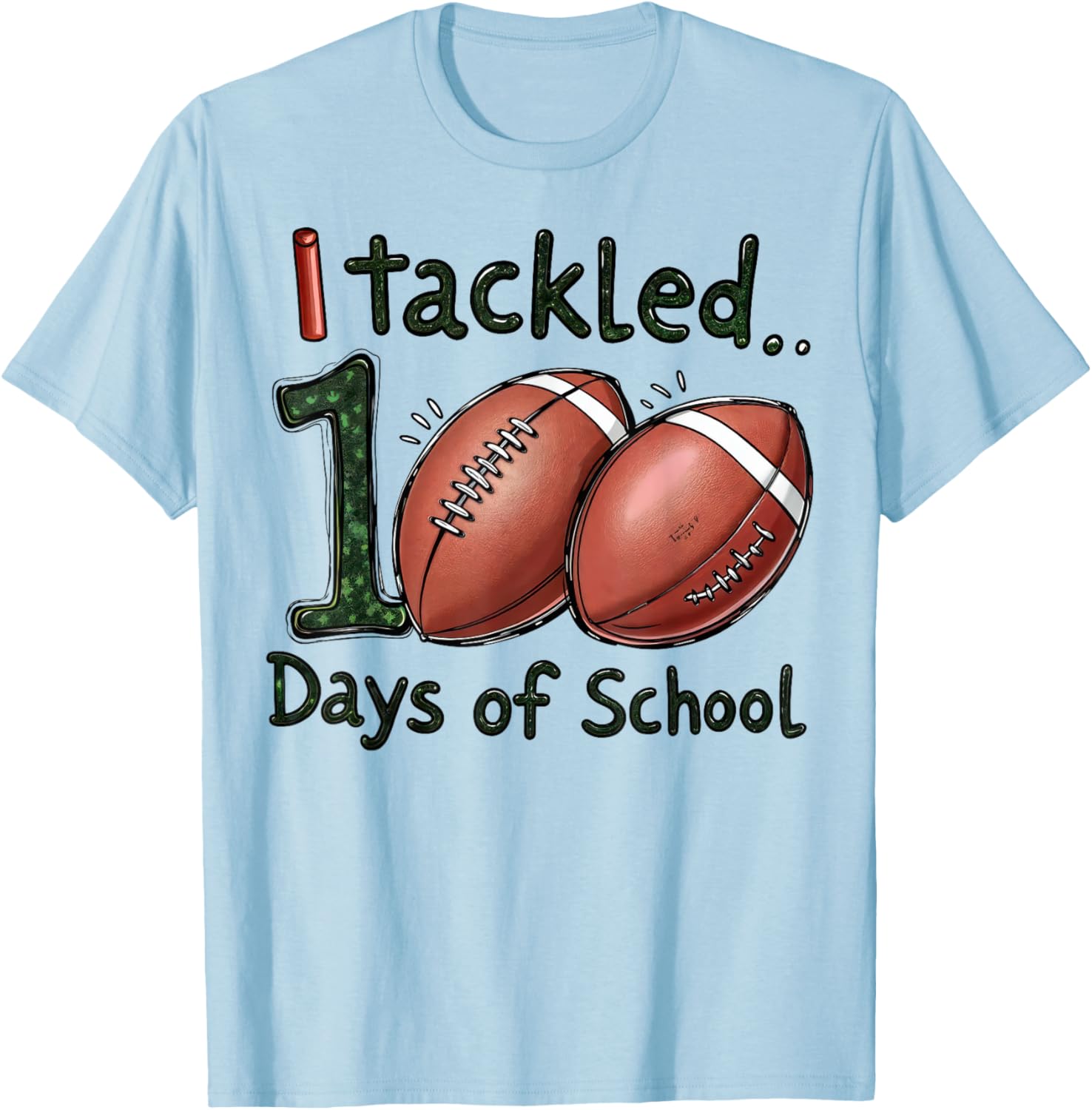 100 Days of School Football Boys T-Shirt for Celebrating Milestones - 9