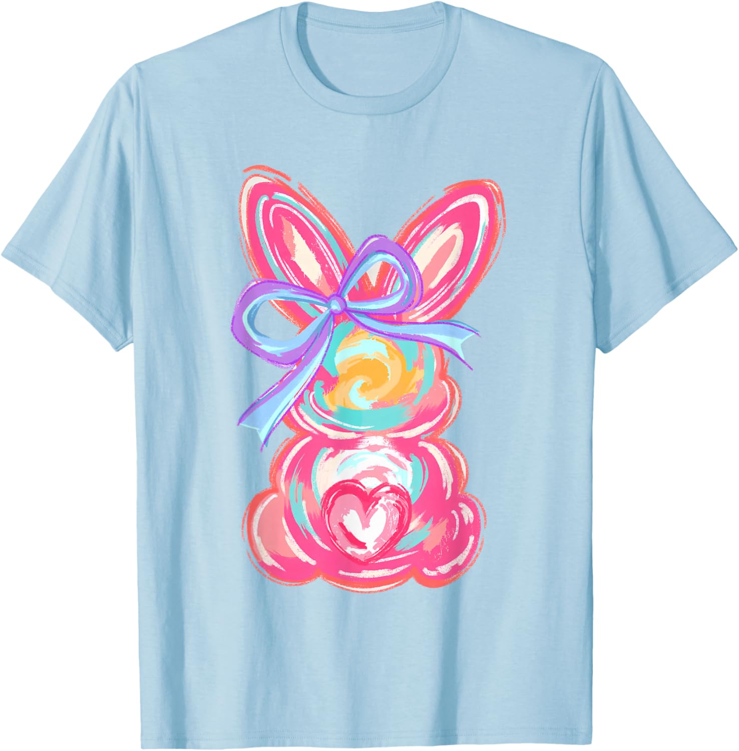 Cute Easter Bunny Bow Tie Dye T-Shirt for Girls and Women - 17