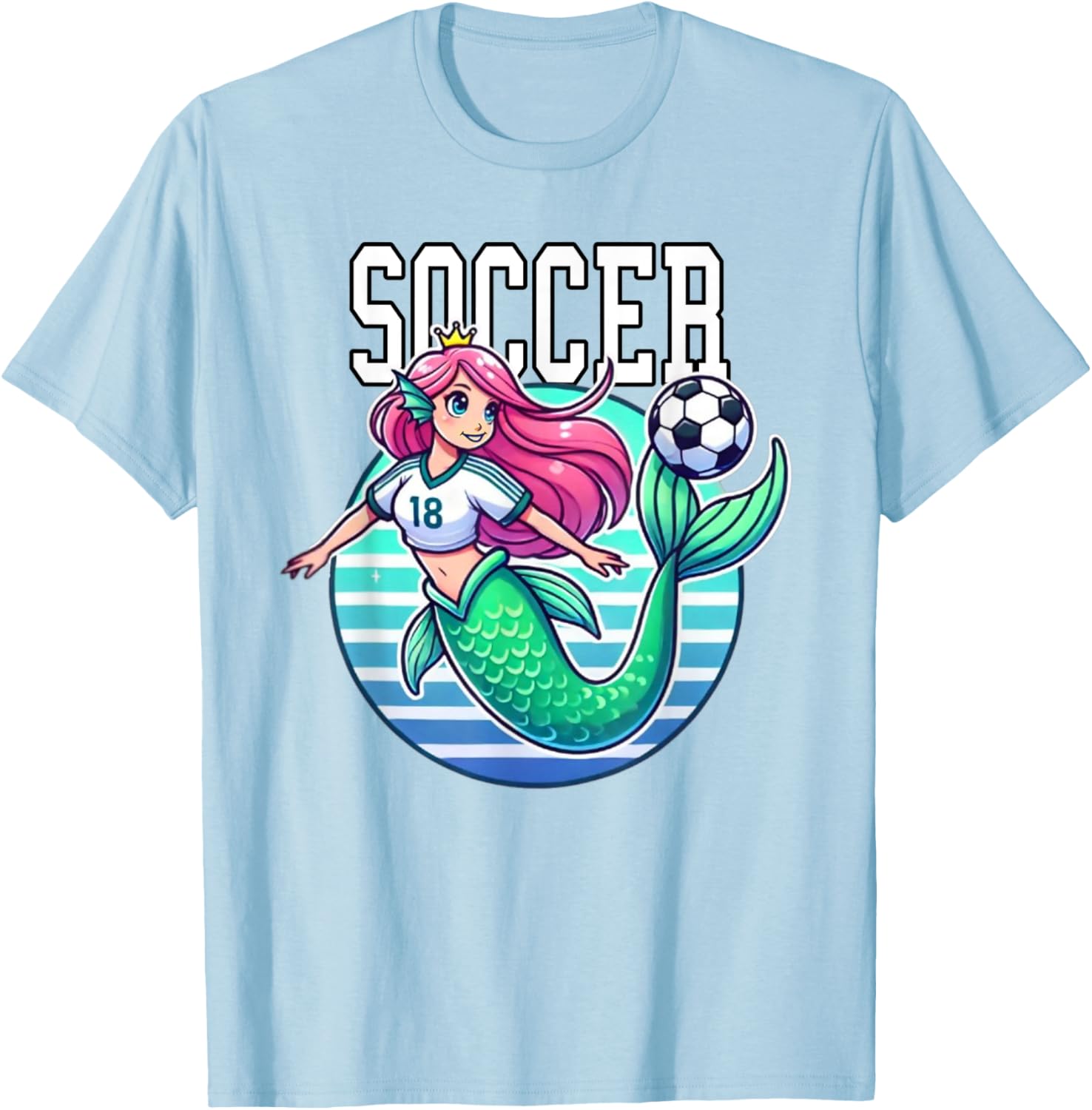 Soccer Mermaid Playing Soccer T-Shirt for Fans of Fun Sports Apparel - 13
