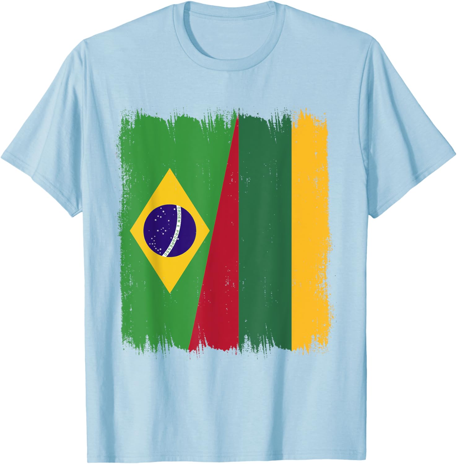 Brazil Lithuania Half Flag Roots T-Shirt for Proud Brazilian Lithuanians - 19