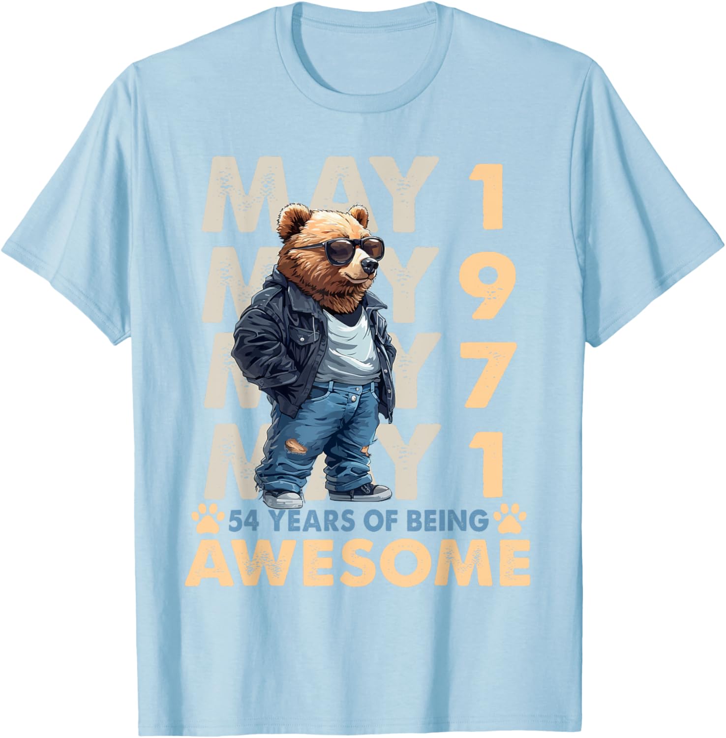 54th Birthday Bear Legends May 1971 T-Shirt for Men - Fun Gift Idea - 14