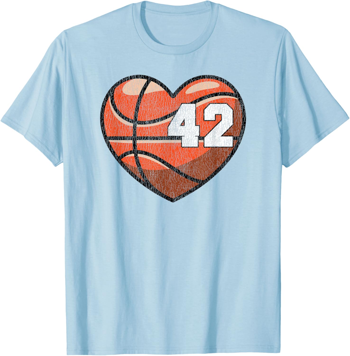 Distressed Heart Design Basketball Number 42 T-Shirt for Fans - 11