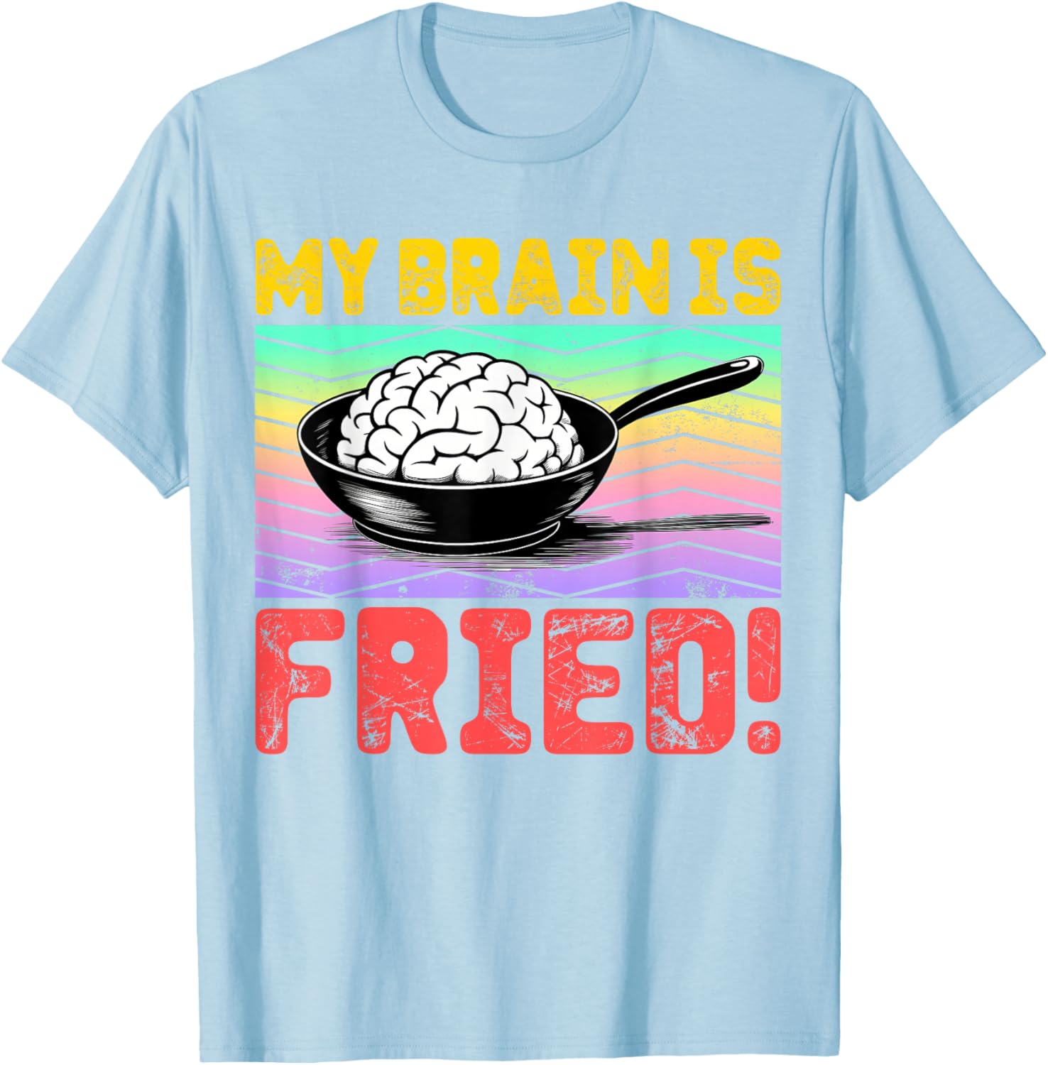 Cartoon Brain Fried Stress Relief T-Shirt for Fun and Relaxation - 4